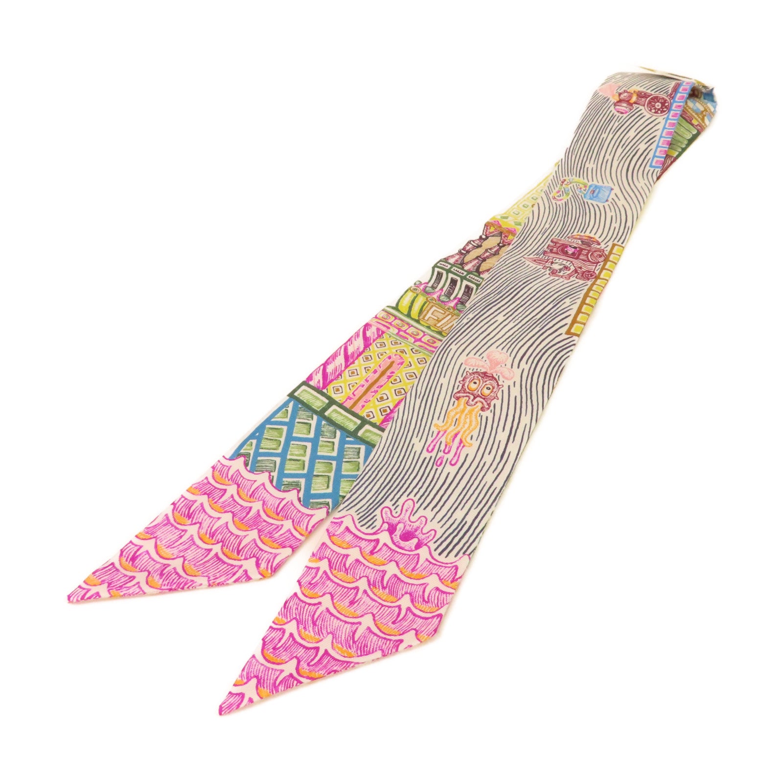 HERMES 【激減優惠】絲質Twilly絲巾黑色/紫色/彩色