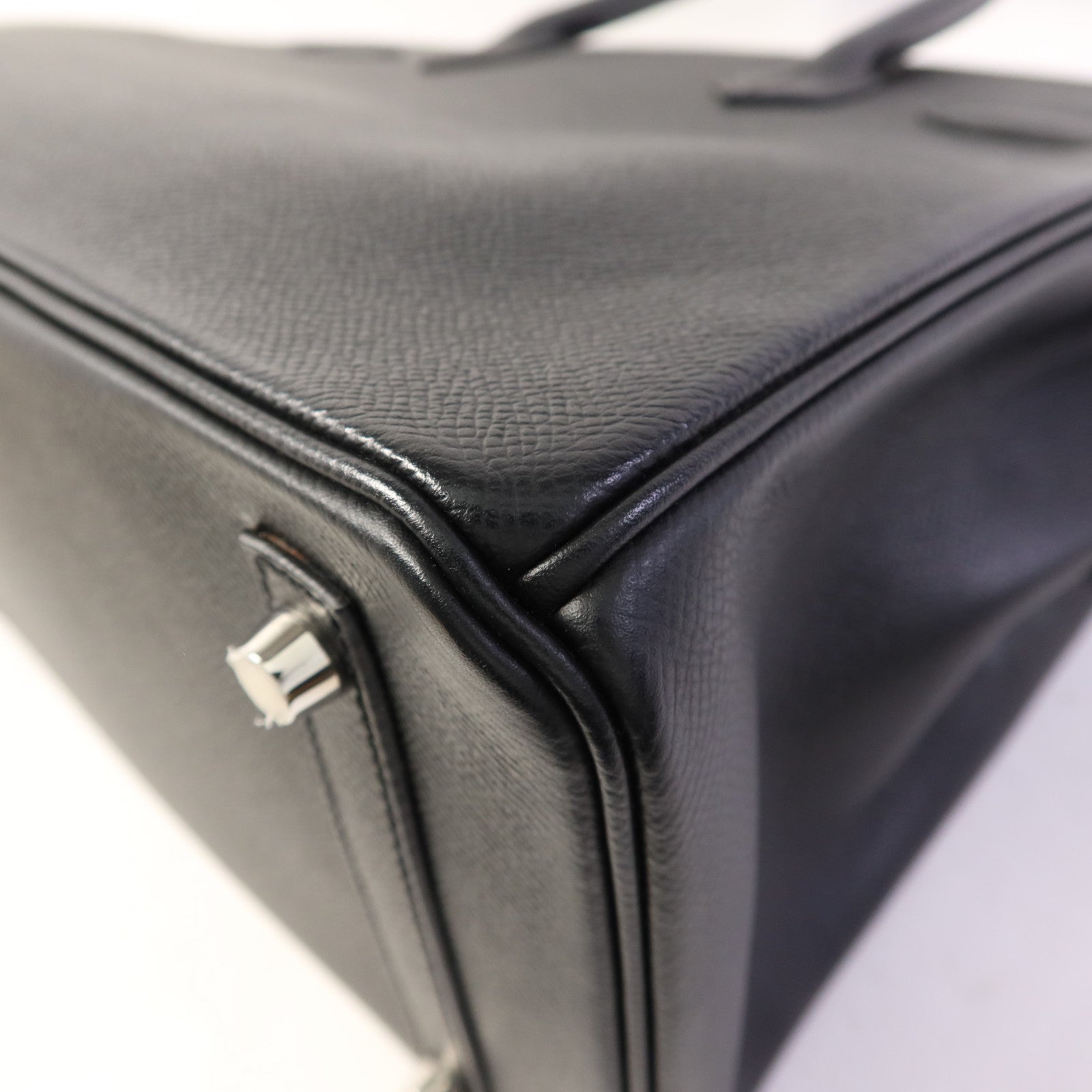 HERMES Epsom皮革Birkin 30銀扣手挽袋Noir