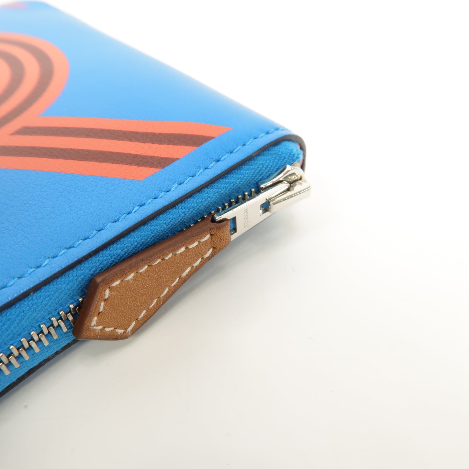 HERMES Swift皮革Silk In Compact Walle銀扣錢包Bleu Frida/Rouge HBleu Frida/Rouge H藍色/粉紅色