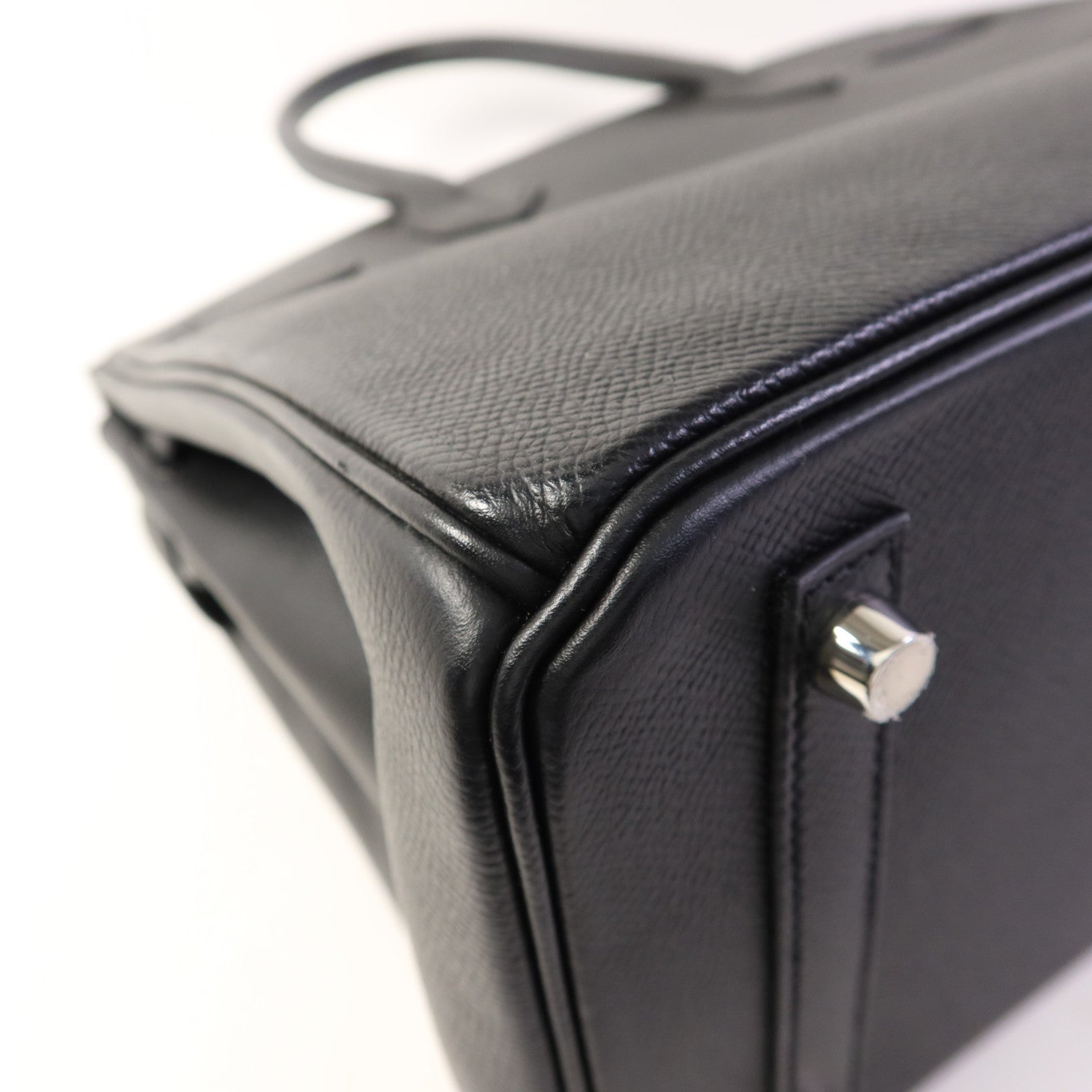 HERMES Epsom皮革Birkin 30銀扣手挽袋Noir