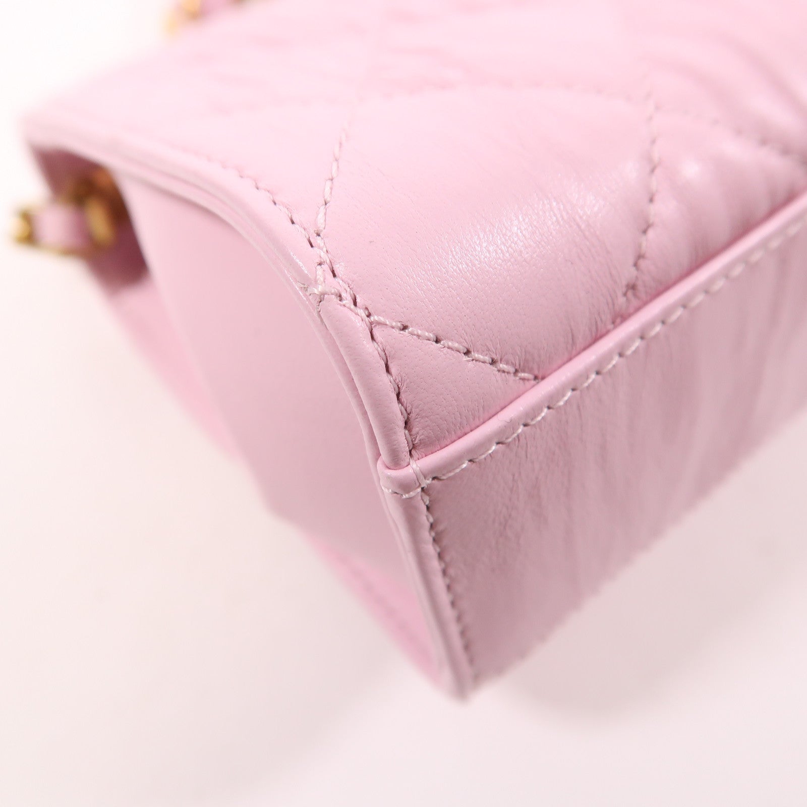 CHANEL 羊皮皮革Mini Flap Bag With Top Handle金扣鏈帶手挽肩背兩用袋