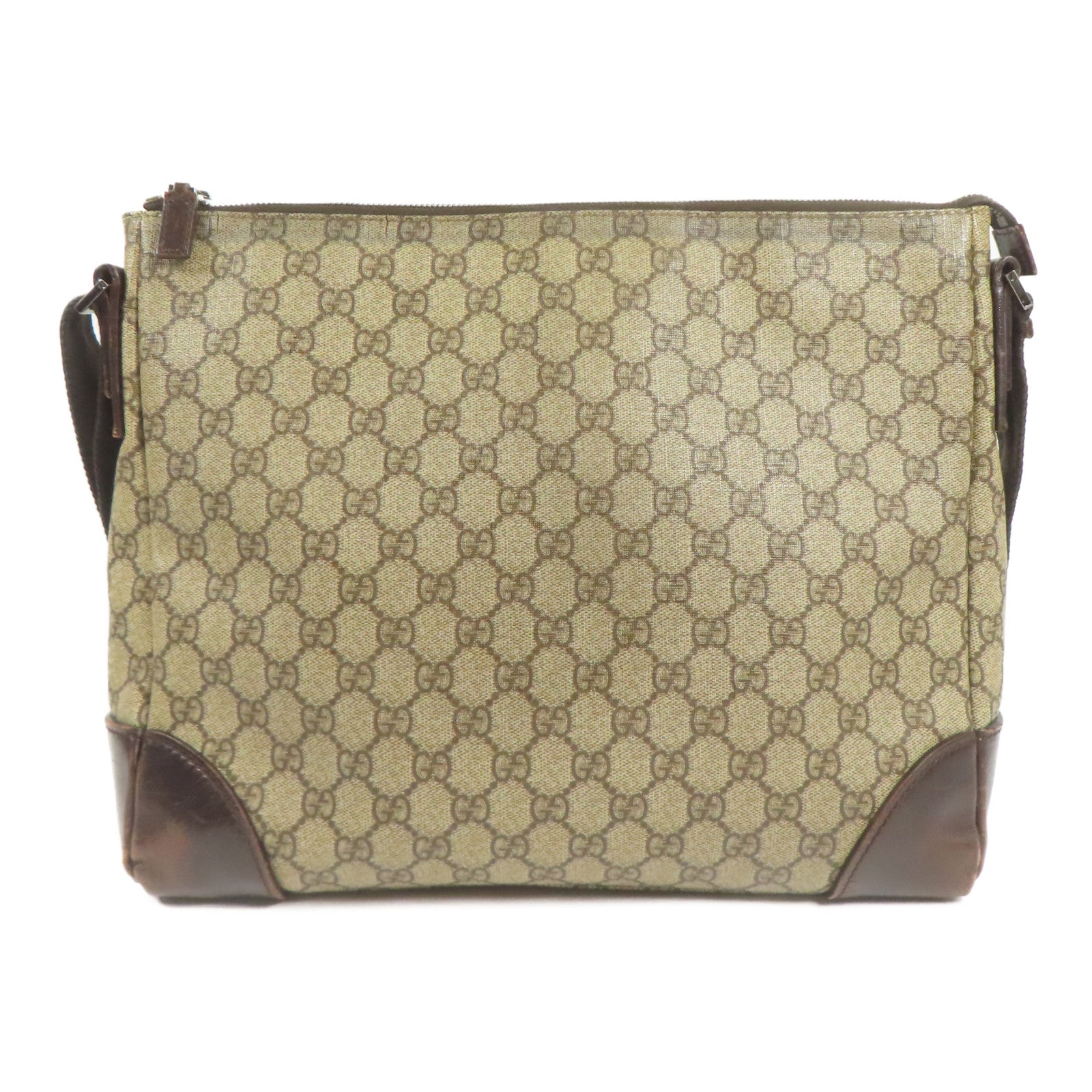 GUCCI 塗層帆布Shoulder Bag銀扣肩背袋