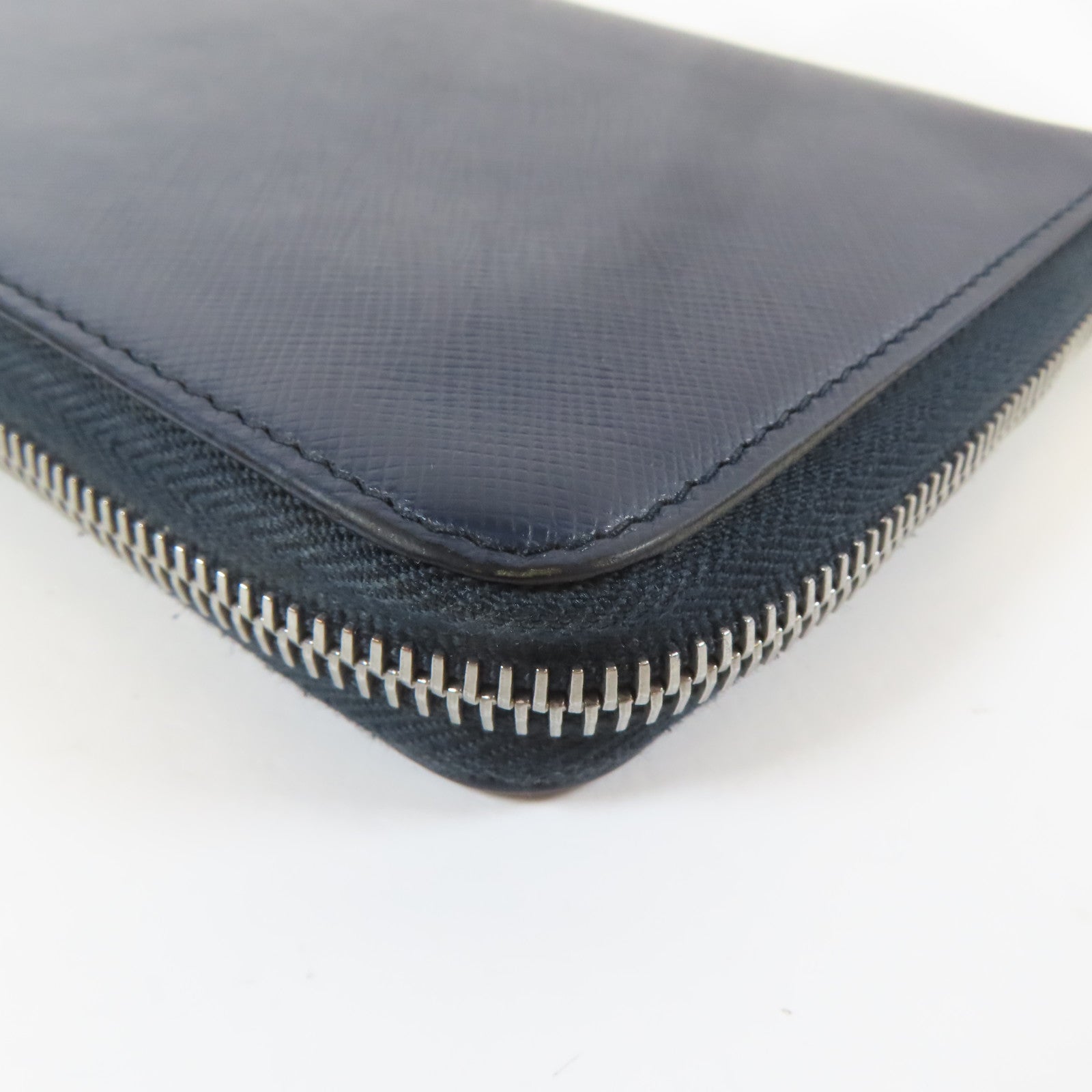 PRADA 【激減優惠】牛皮皮革Zipper Long Wallet銀扣長錢包藍色