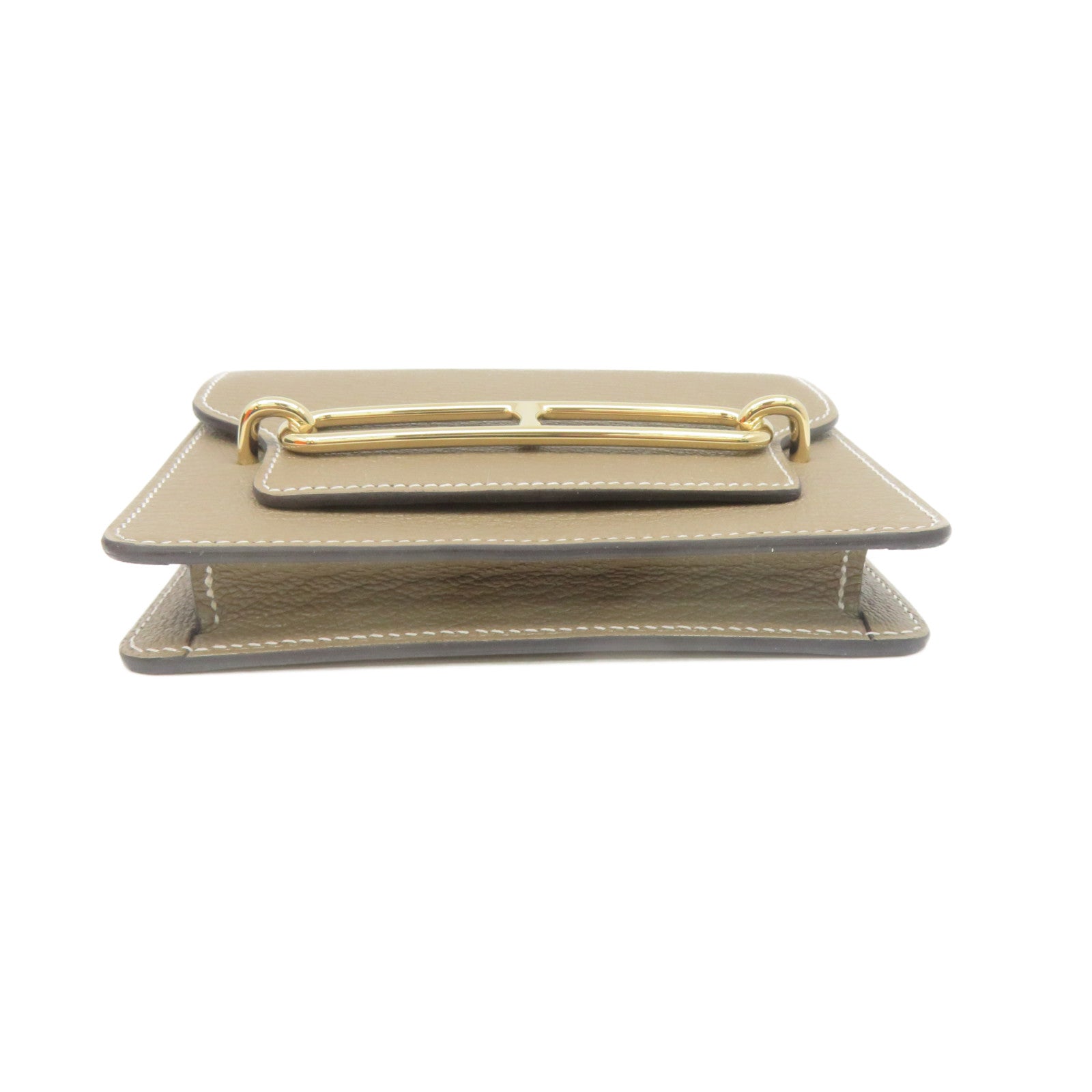 HERMES Chevre皮革金扣Roulis slim wallet钱包啡色