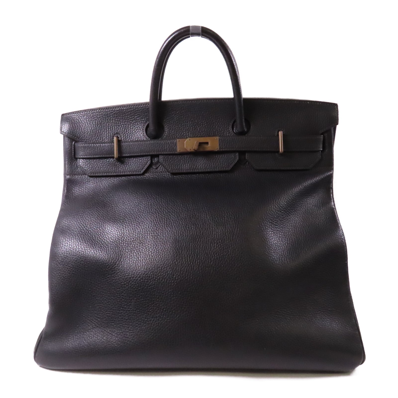 HERMES Ardennes皮革Haut A Courroie金扣手挽袋Noir/黑色