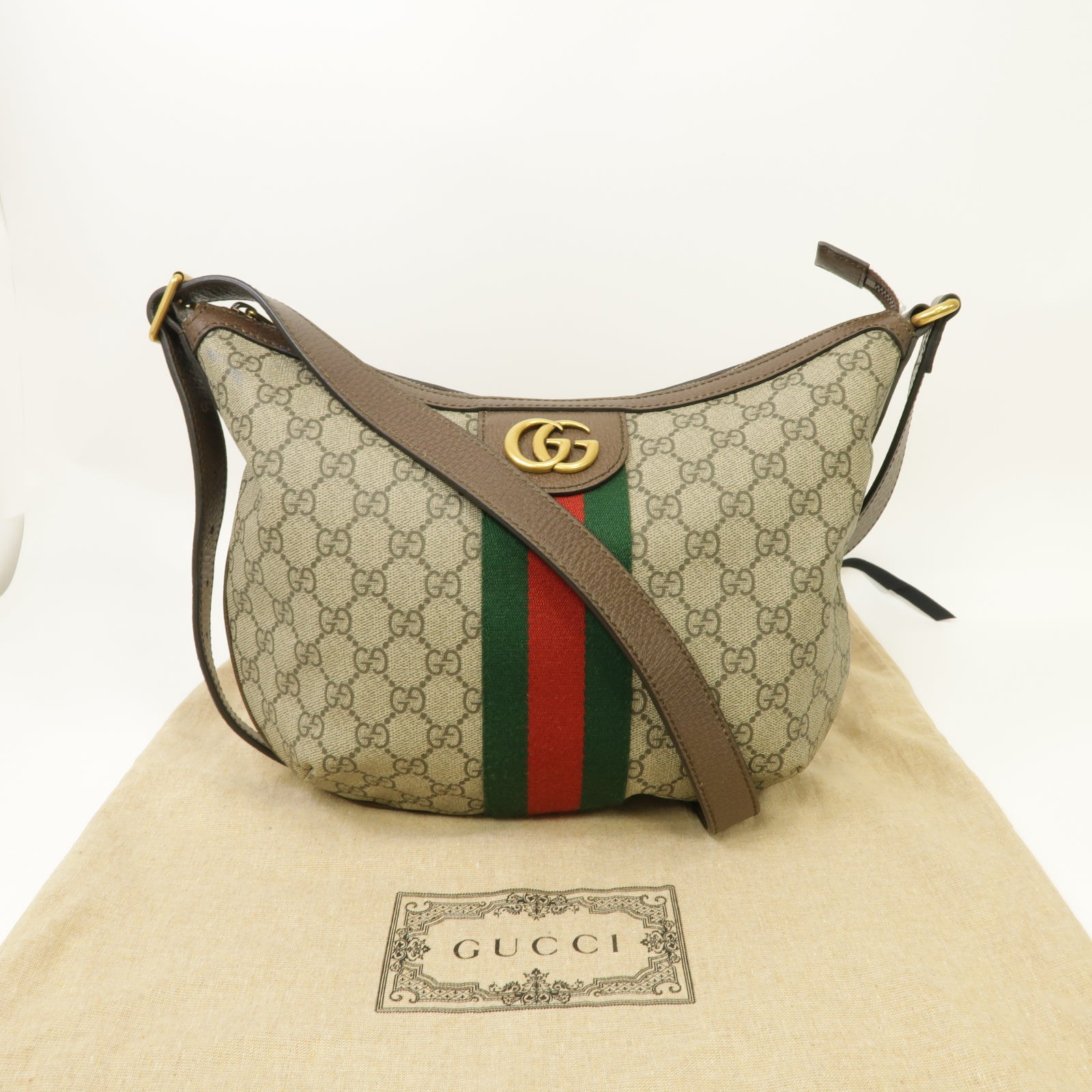 GUCCI 塗層帆布Ophidia GG Small Crossbody Bag金扣肩背袋啡色