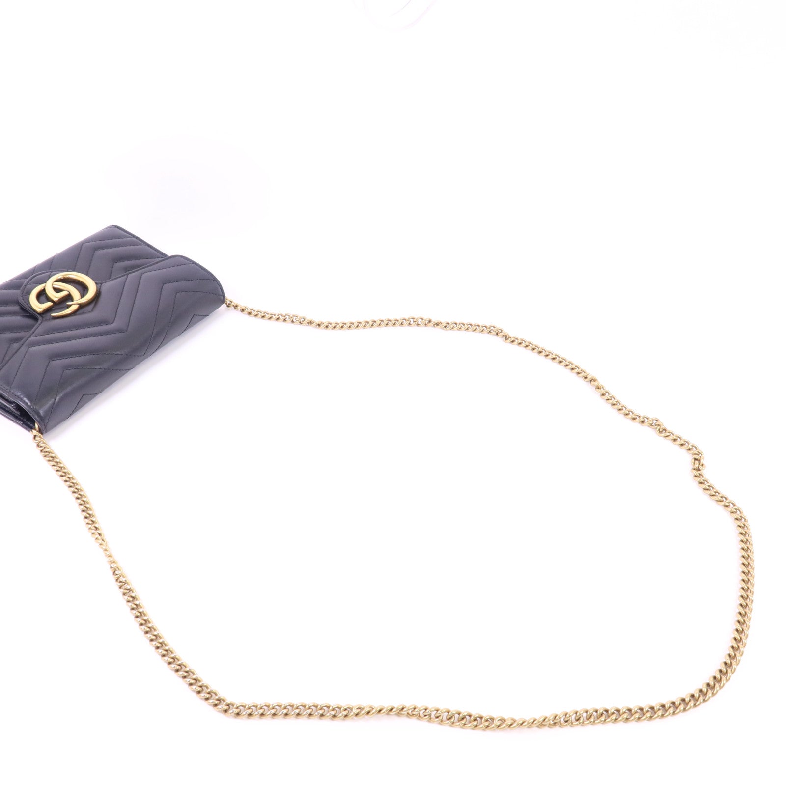 GUCCI 牛皮皮革GG Marmont金扣鏈帶肩背袋