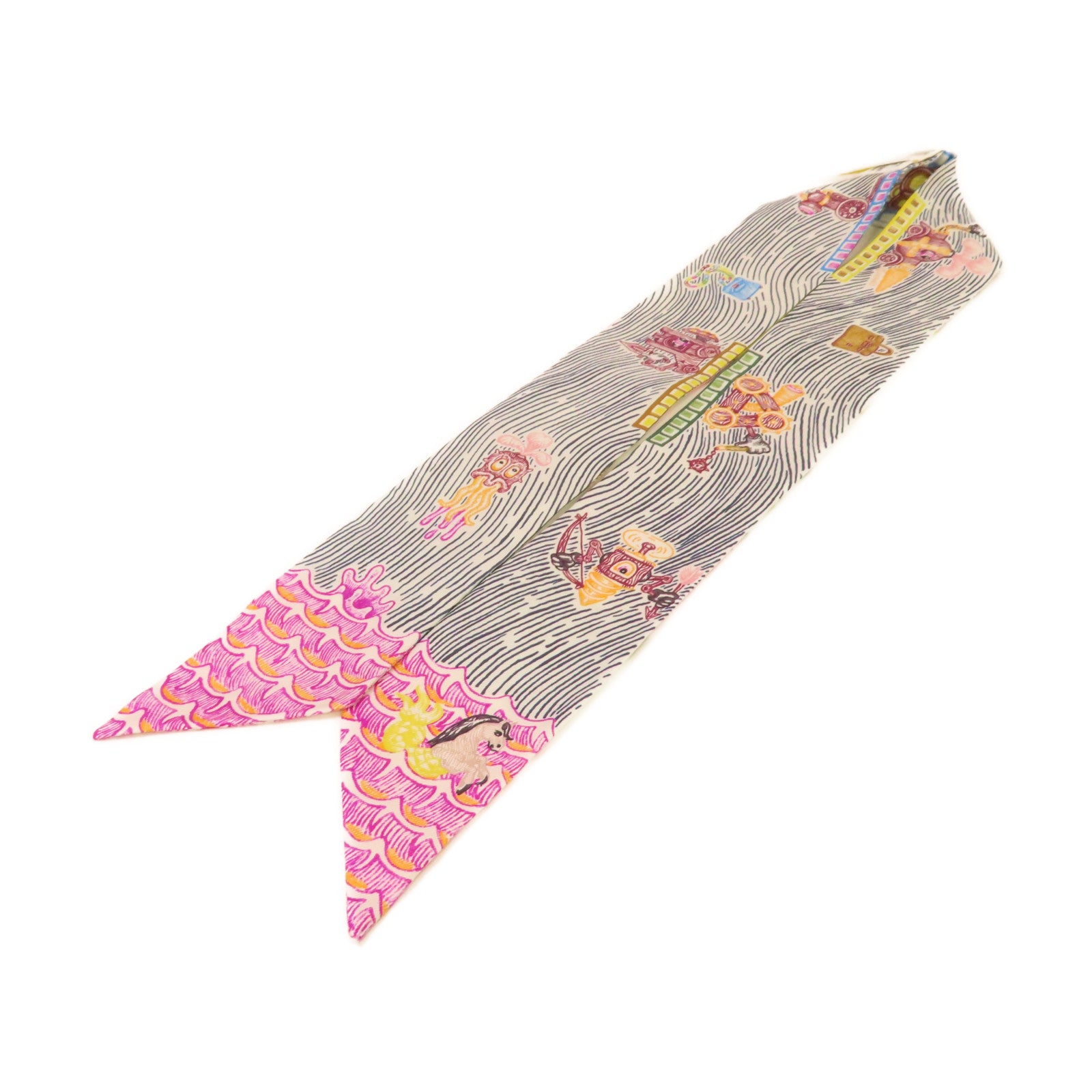 HERMES 【激減優惠】絲質Twilly絲巾黑色/紫色/彩色