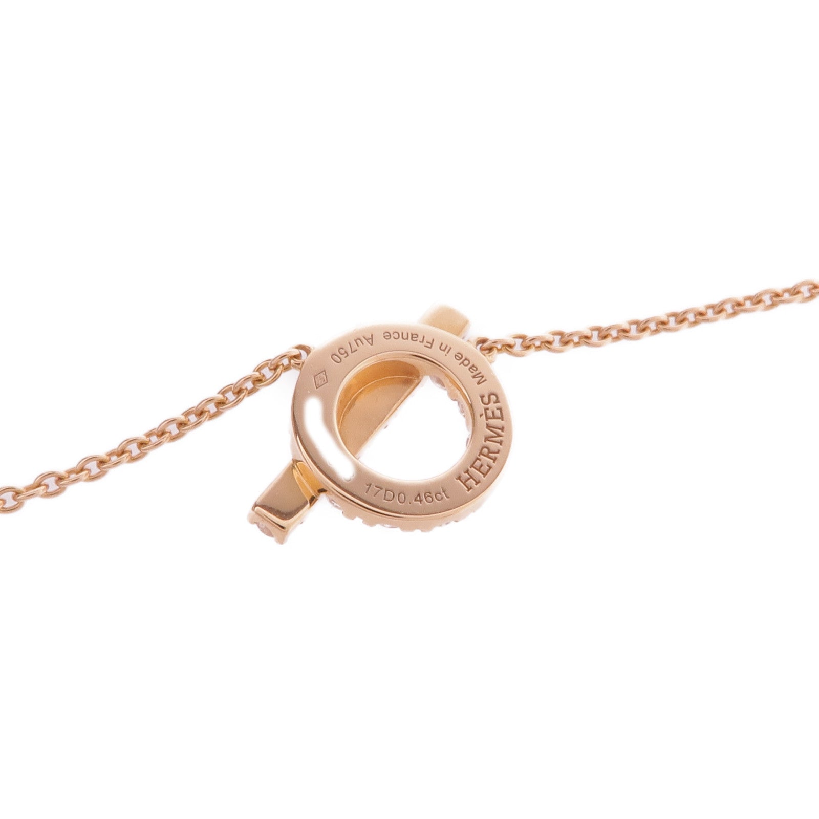 HERMES 18K玫瑰金Finesse Pendant鑽石項鍊