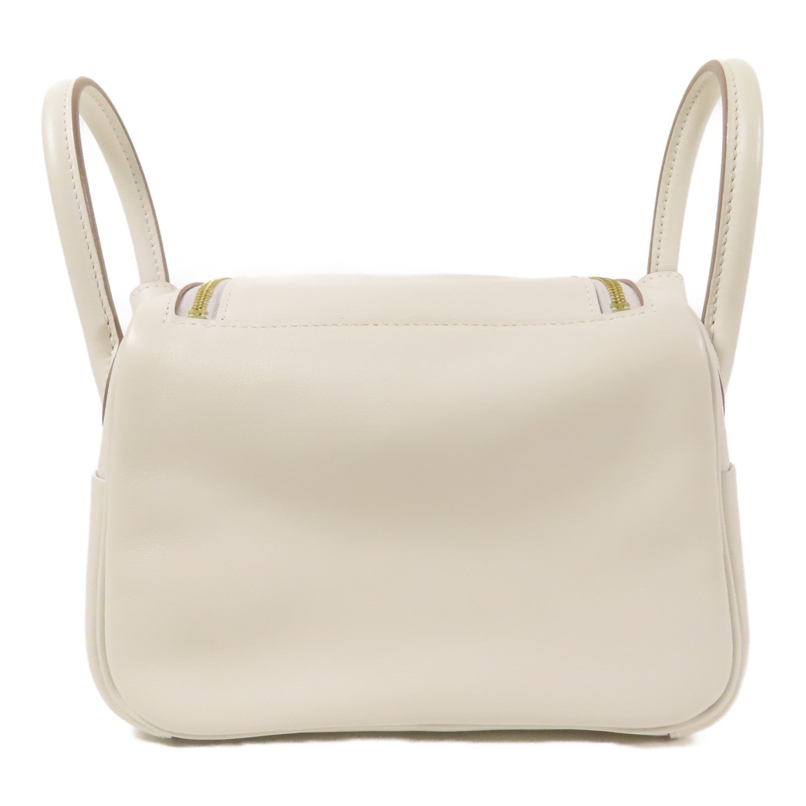 HERMES Swift皮革Mini Lindy金扣手挽肩背兩用袋White/Gris Meyer
