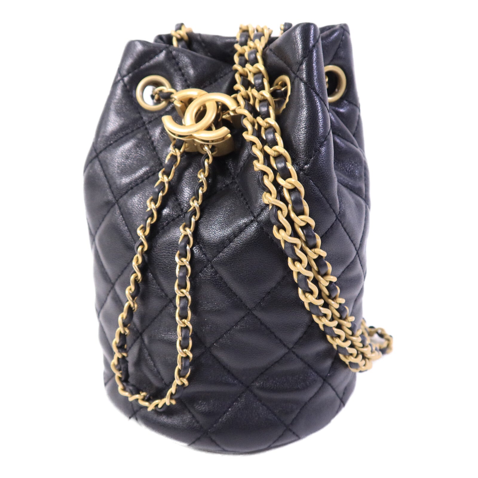 CHANEL 羊皮皮革Bucket Bag鏈帶肩背袋