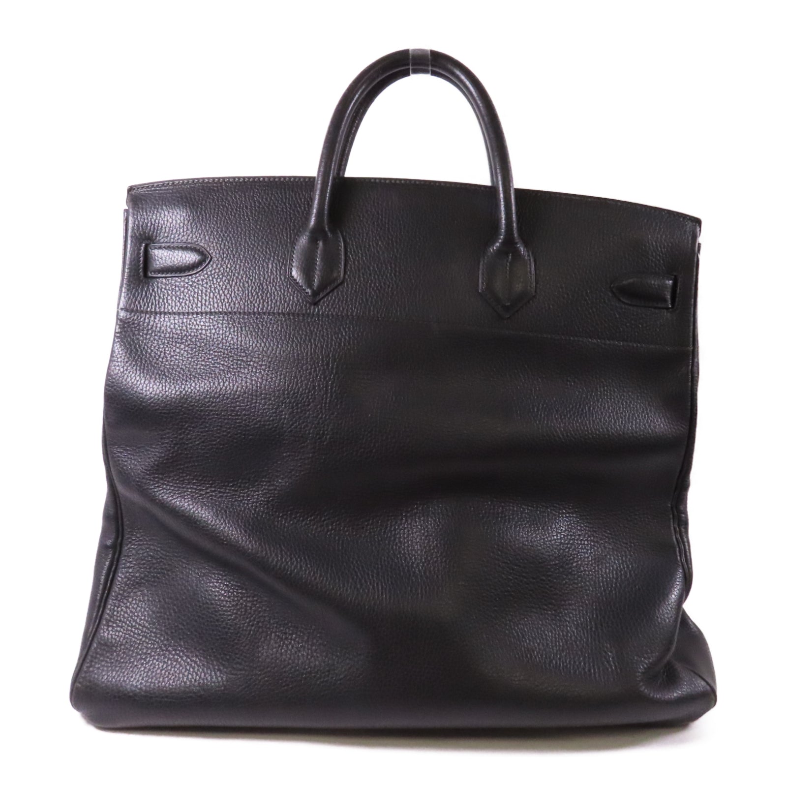 HERMES Ardennes皮革Haut A Courroie金扣手挽袋Noir/黑色