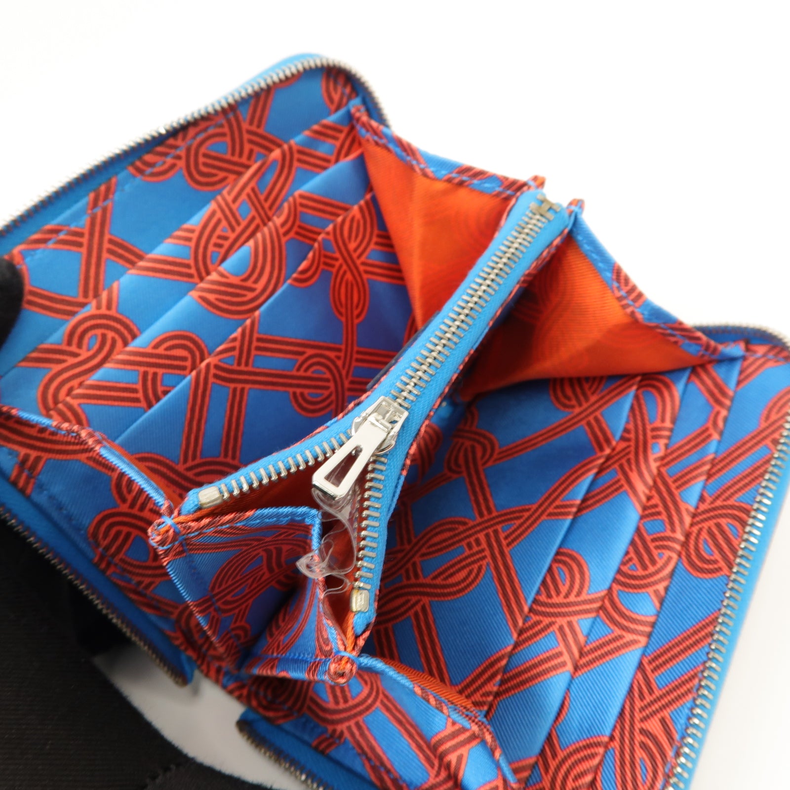 HERMES Swift皮革Silk In Compact Walle銀扣錢包Bleu Frida/Rouge HBleu Frida/Rouge H藍色/粉紅色