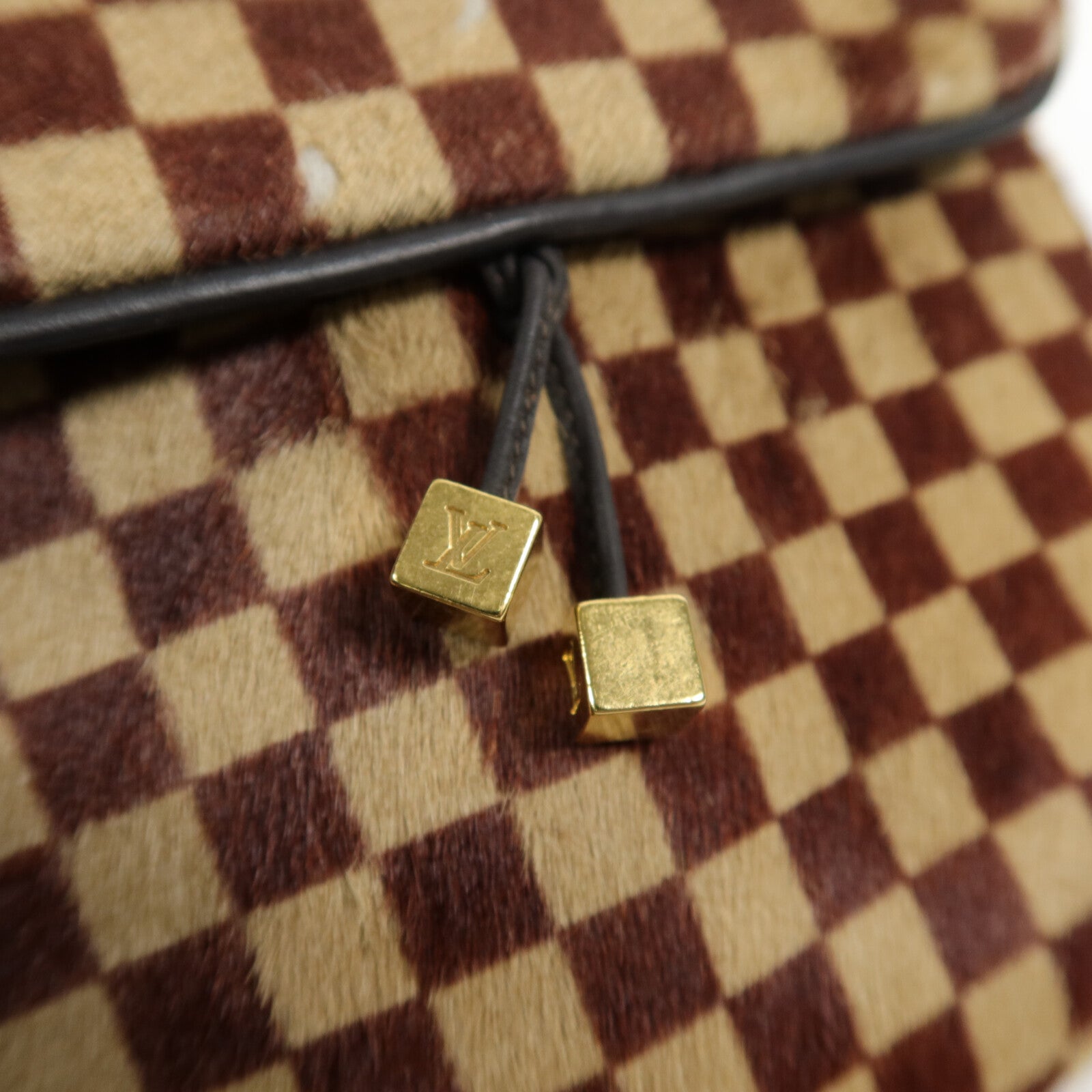 LOUIS VUITTON Pony Hair/牛皮皮革Damier Sauvage Gazelle肩背袋
