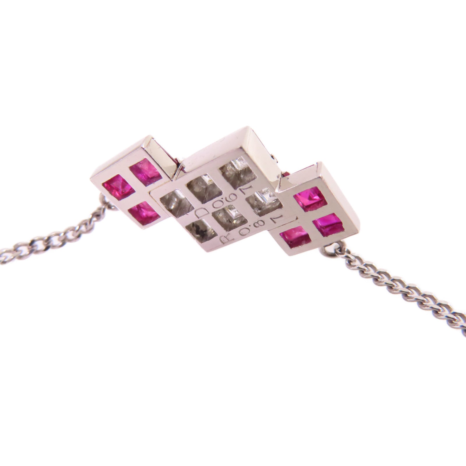 Jewelry 0.87ct Ruby 0.67 Diamond Necklace PT850 Platinum