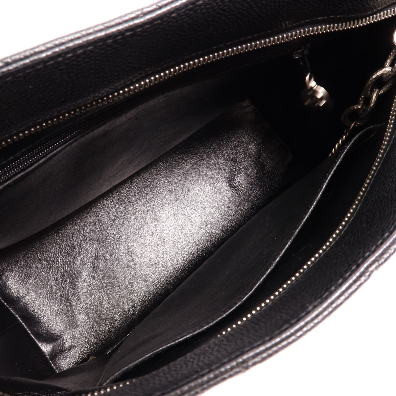 CHANEL 牛皮皮革Shoulder Bag銀扣手挽袋