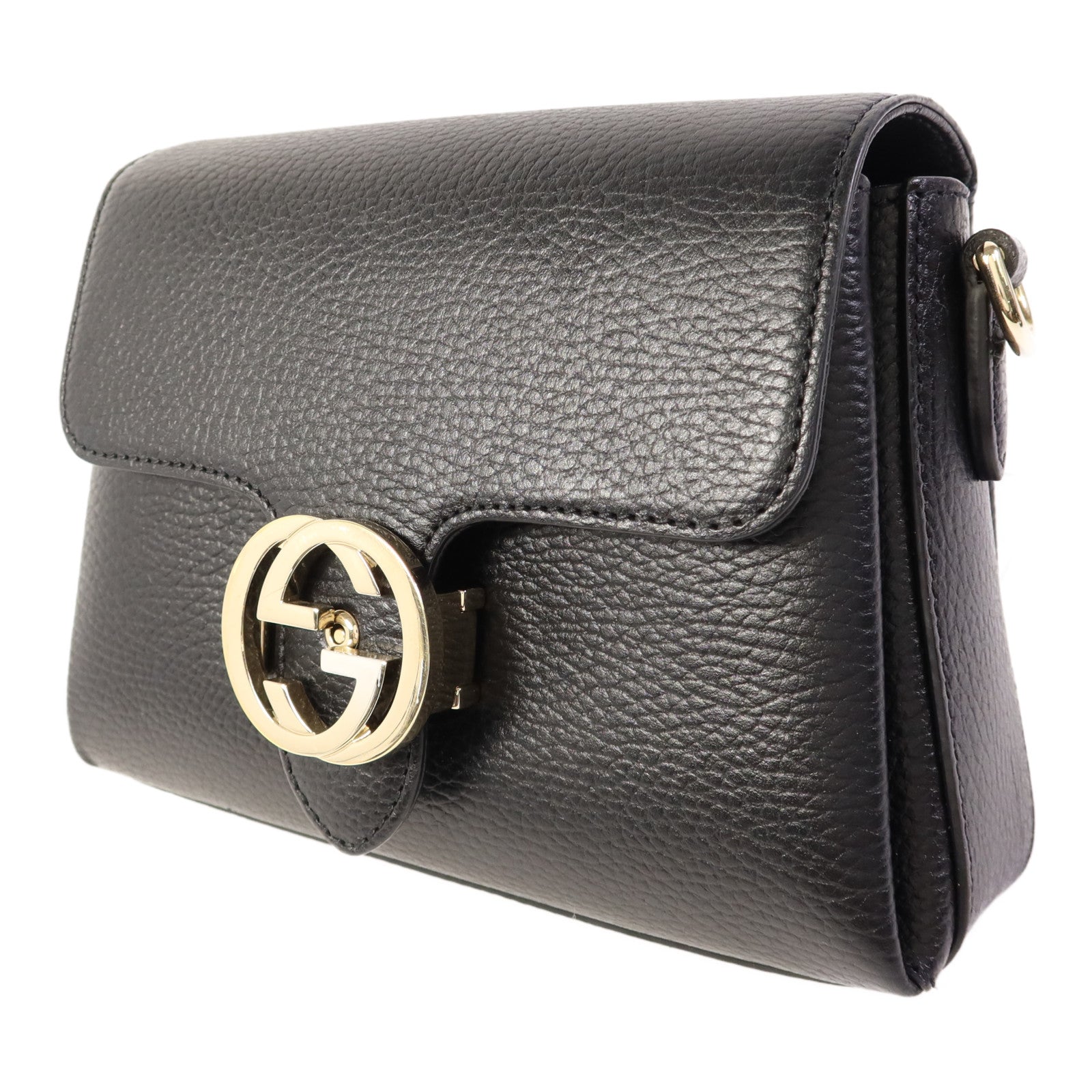 GUCCI 牛皮皮革Chain Shoulder金扣鏈帶肩背袋