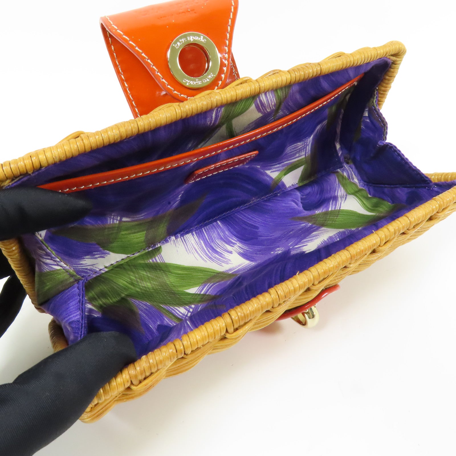 Kate Spade 藤料Basket Pouch金扣手拿包