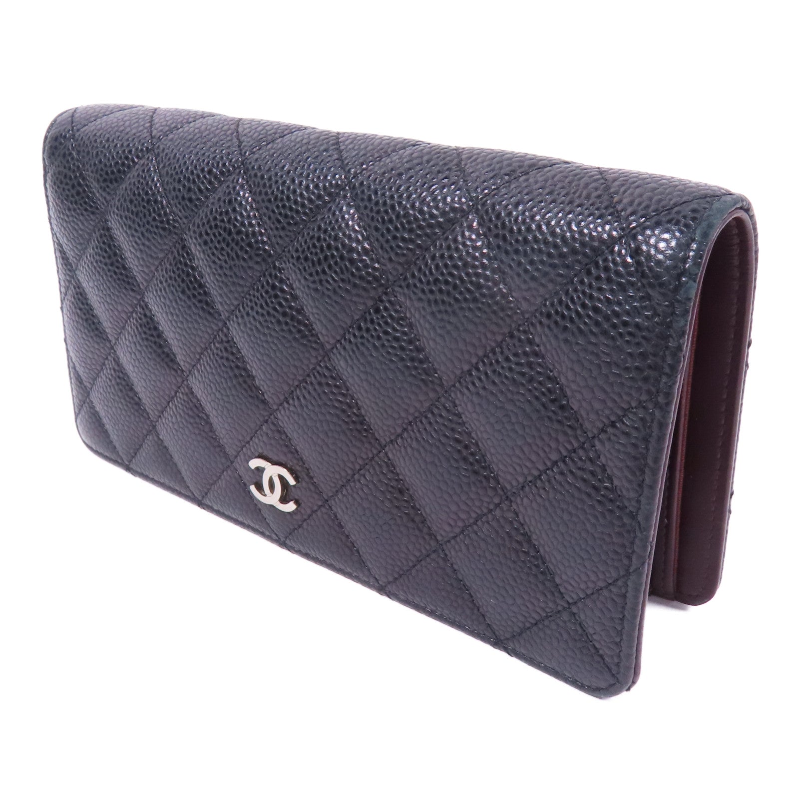 CHANEL 牛皮皮革Long Wallet銀扣長錢包