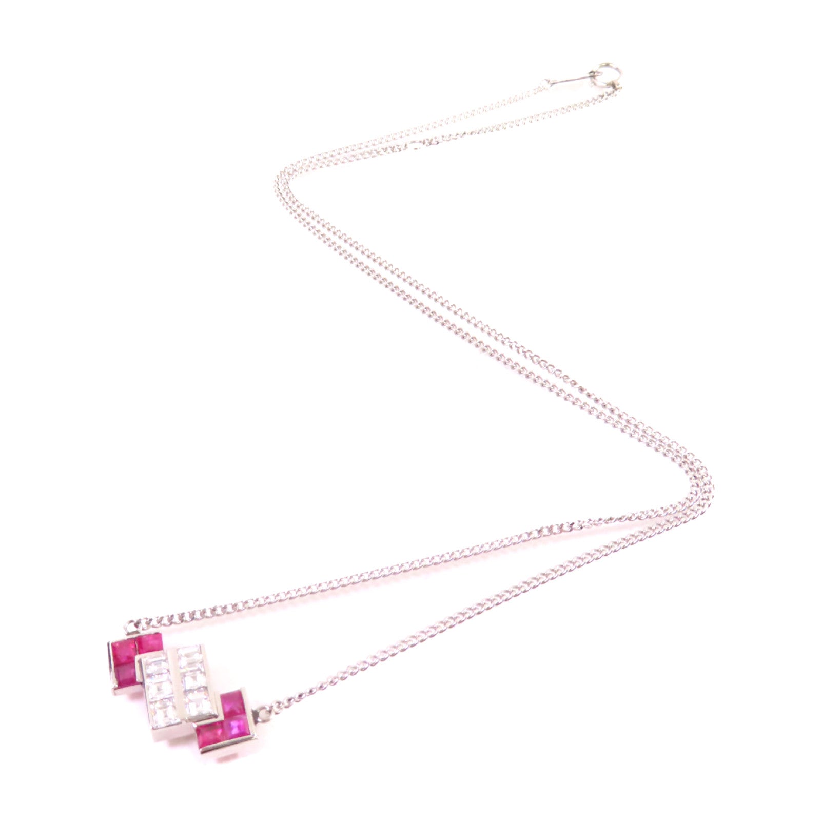 Jewelry 0.87ct Ruby 0.67 Diamond Necklace PT850 Platinum