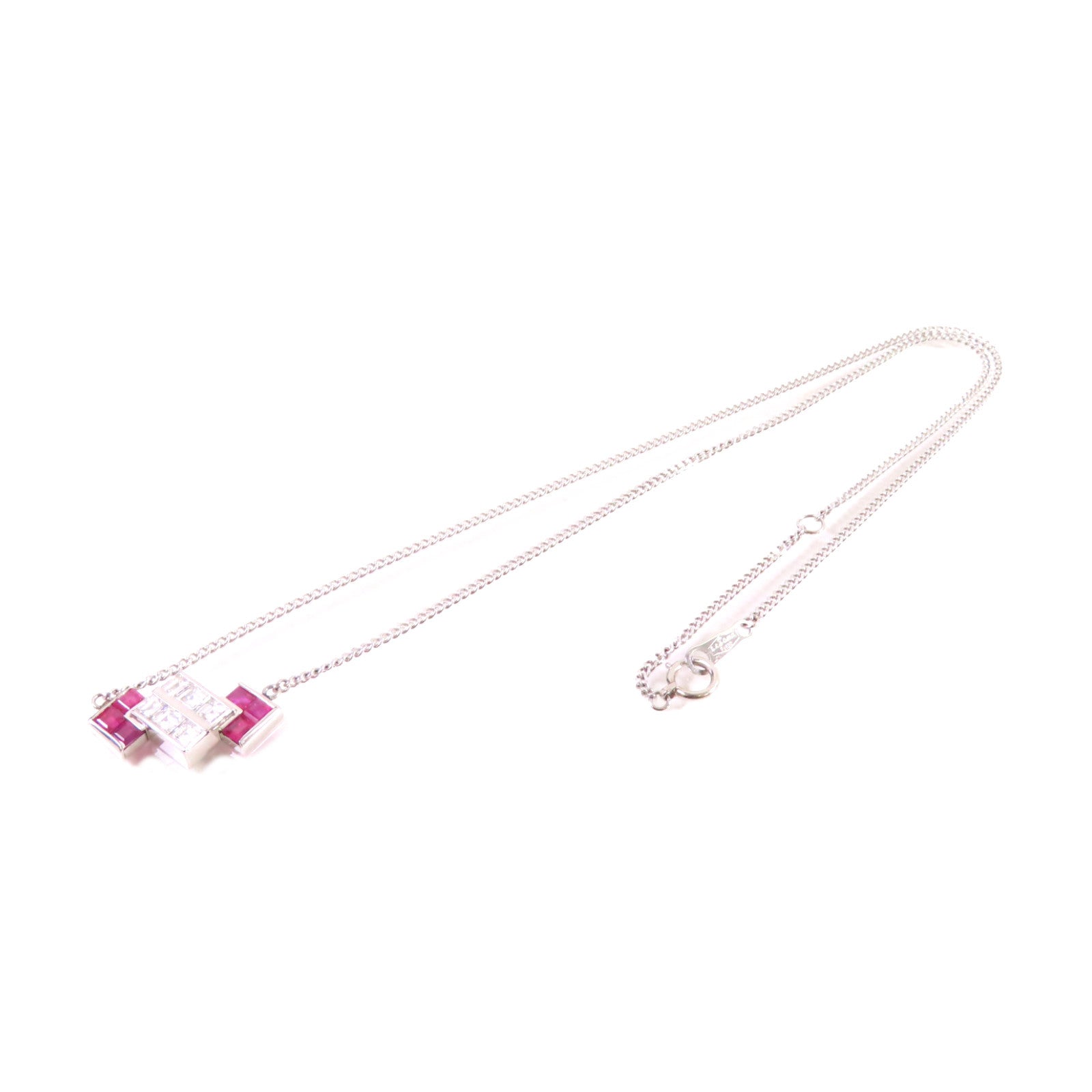 Jewelry 0.87ct Ruby 0.67 Diamond Necklace PT850 Platinum