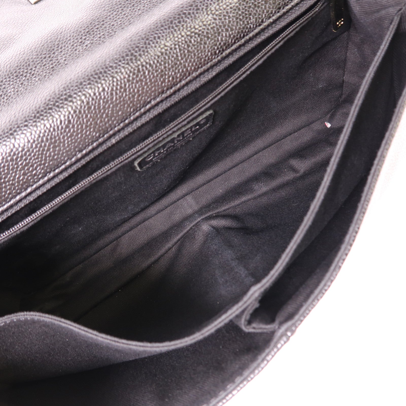 CHANEL 牛皮皮革Split Pocket Flap銀扣鏈帶肩背袋