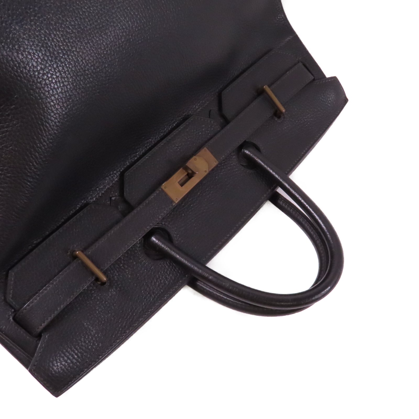 HERMES Ardennes皮革Haut A Courroie金扣手挽袋Noir/黑色