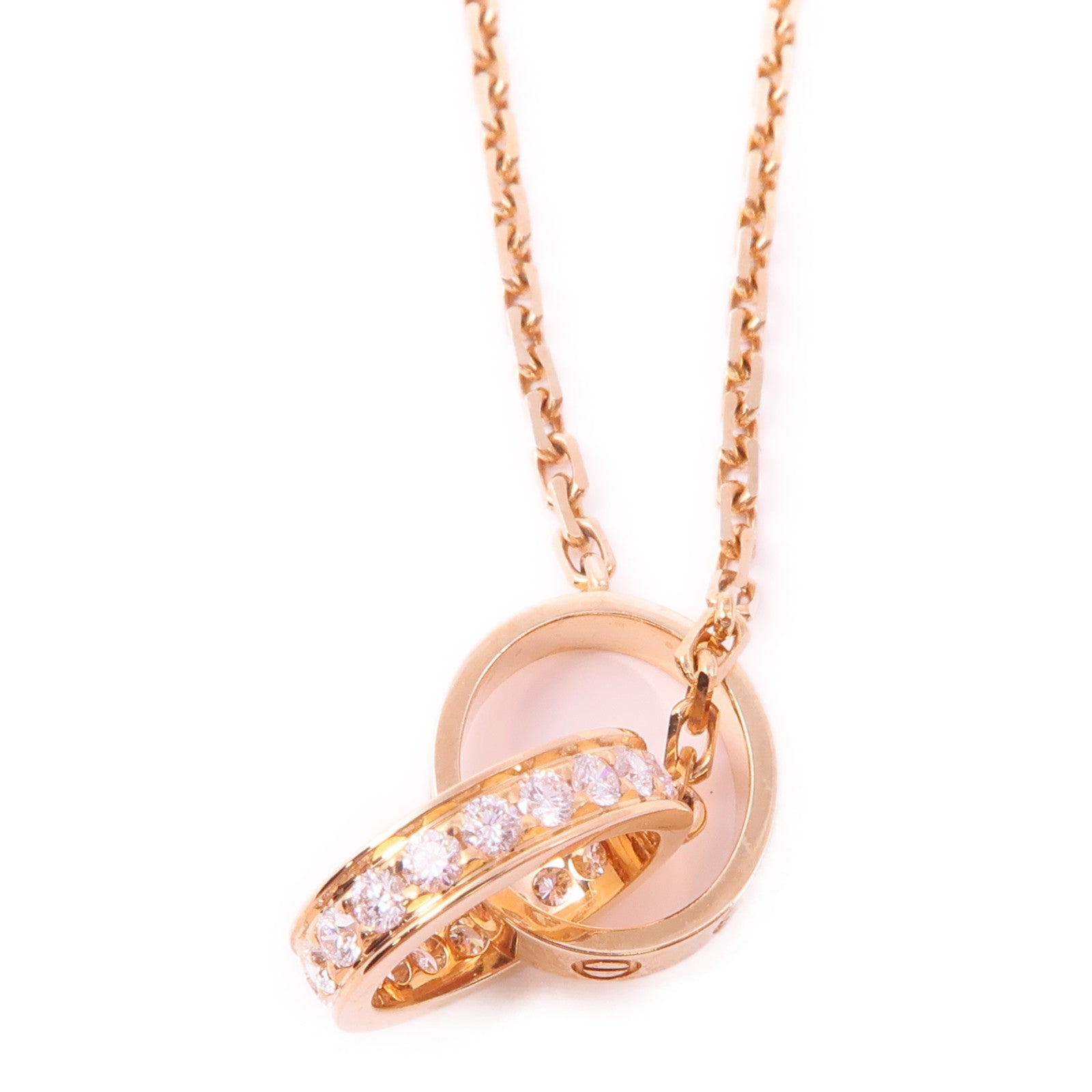 CARTIER 18K玫瑰金Love Diamond Necklace鑽石項鍊