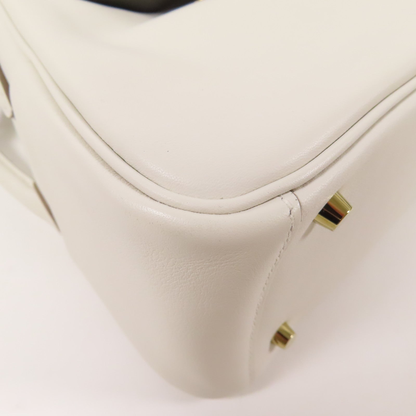 HERMES Swift皮革Mini Lindy金扣手挽肩背兩用袋White/Gris Meyer