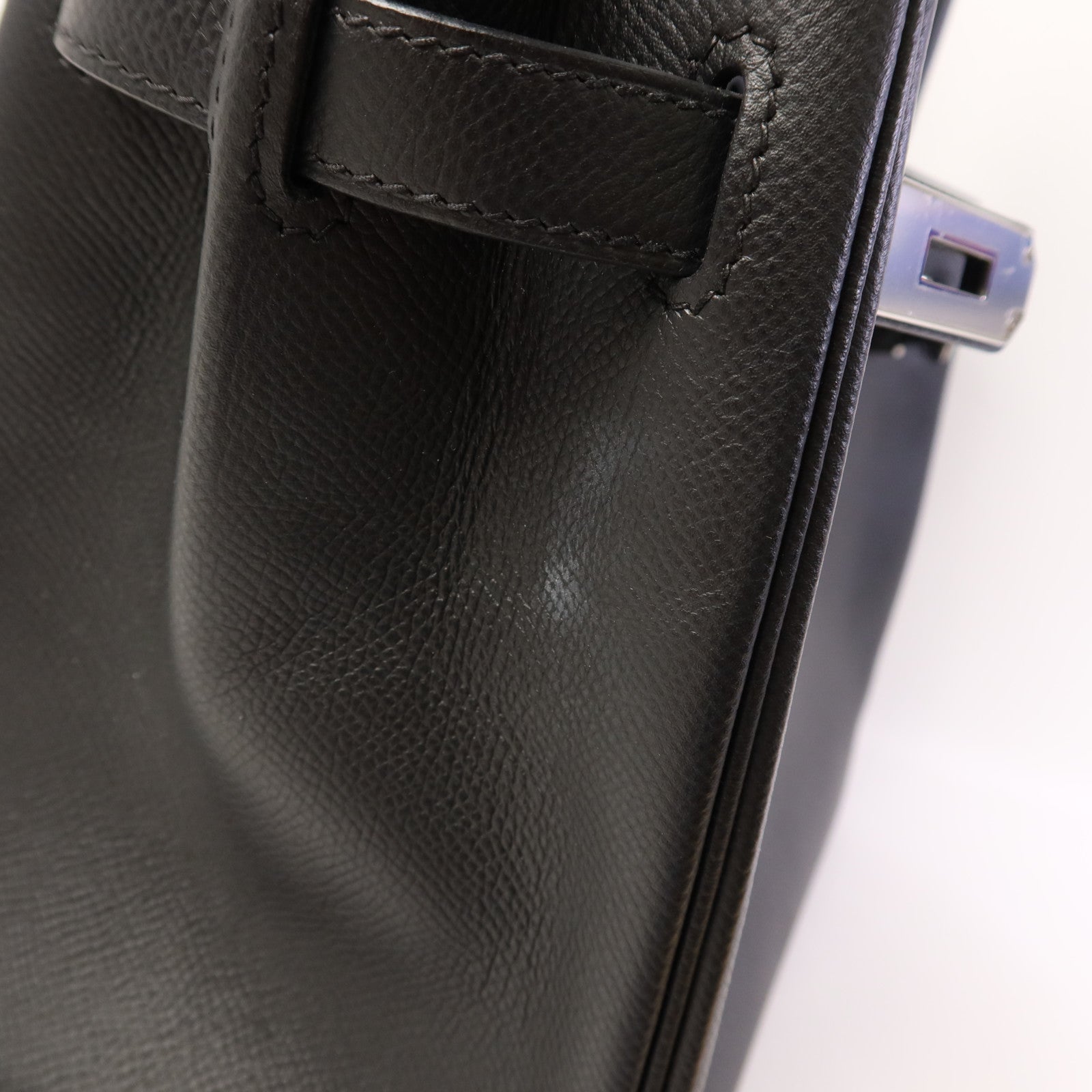 HERMES Epsom皮革Birkin 30銀扣手挽袋Noir