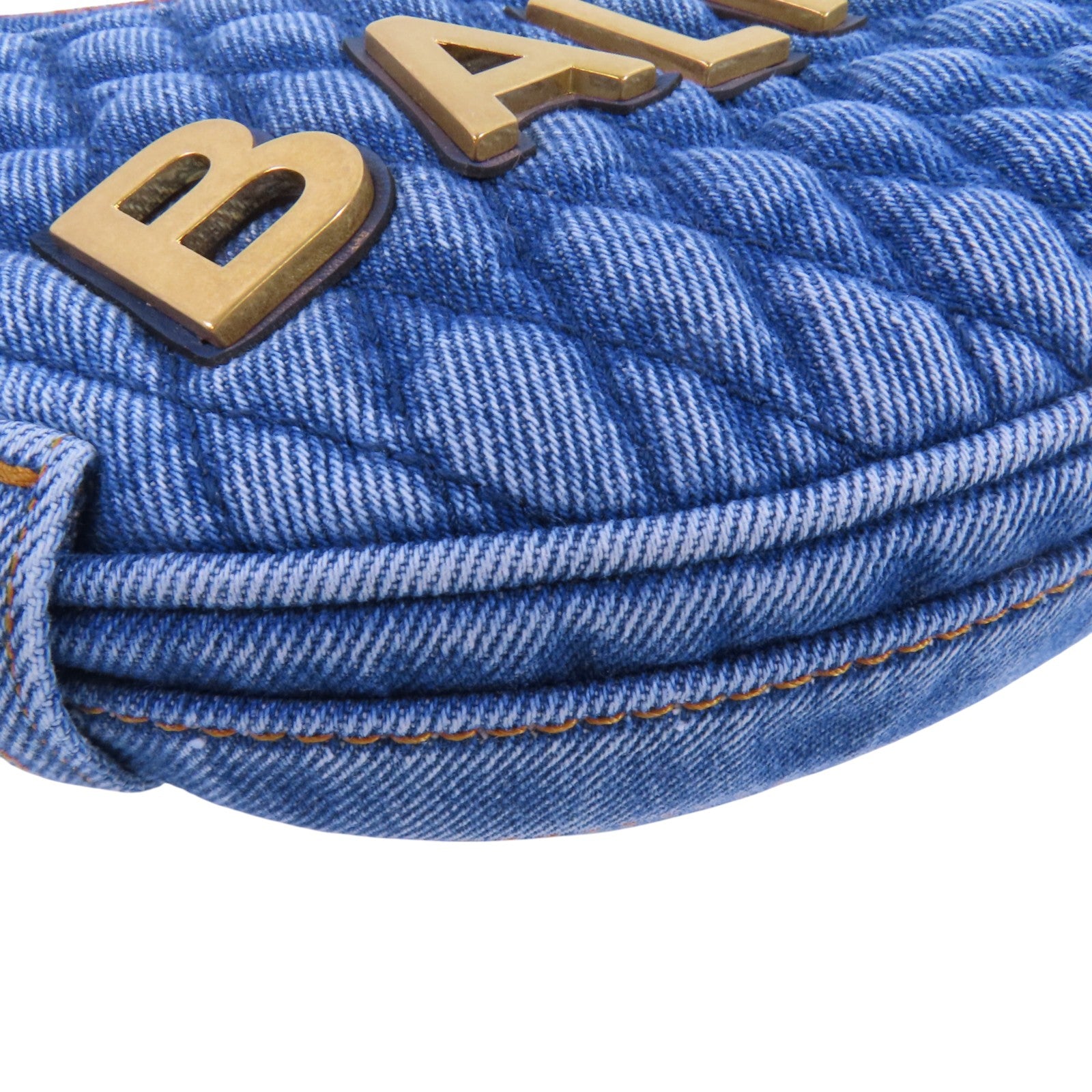 BALMAIN 牛仔布1954 Soft Moon金扣手挽肩背兩用袋