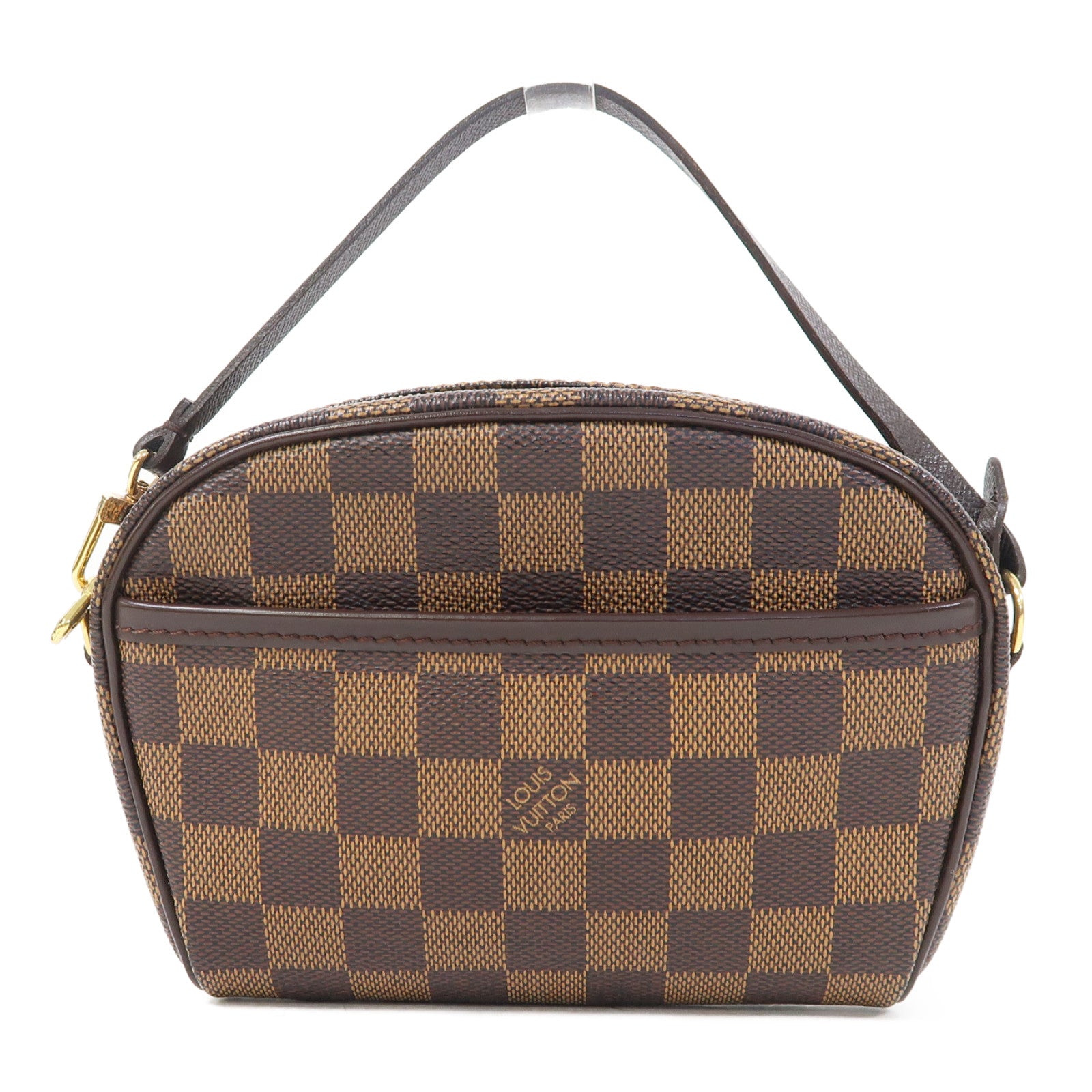 LOUIS VUITTON Damier Pochette Ipanema金扣手挽袋啡色
