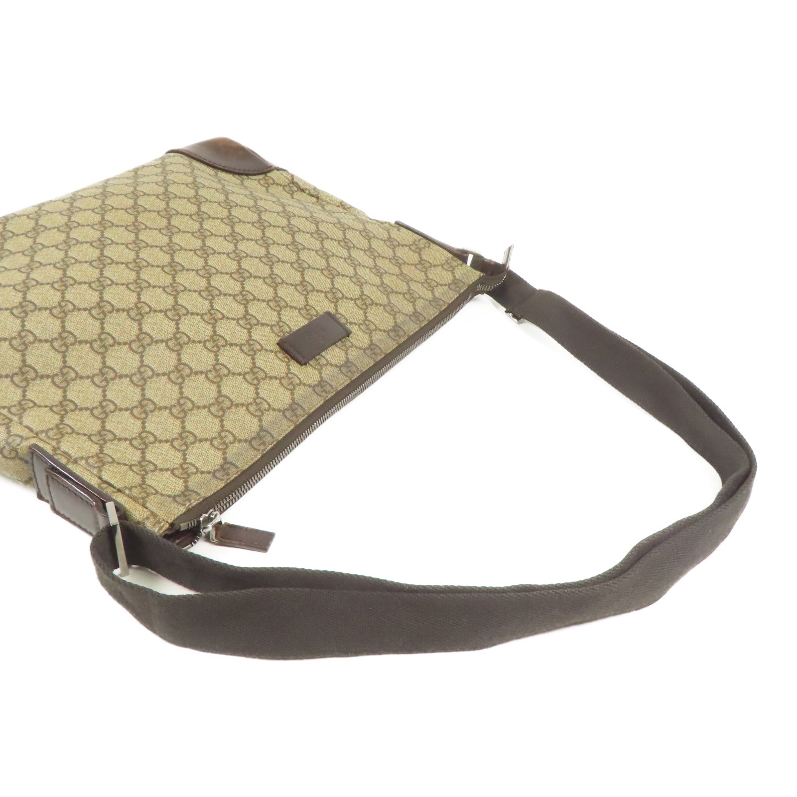 GUCCI 塗層帆布Shoulder Bag銀扣肩背袋