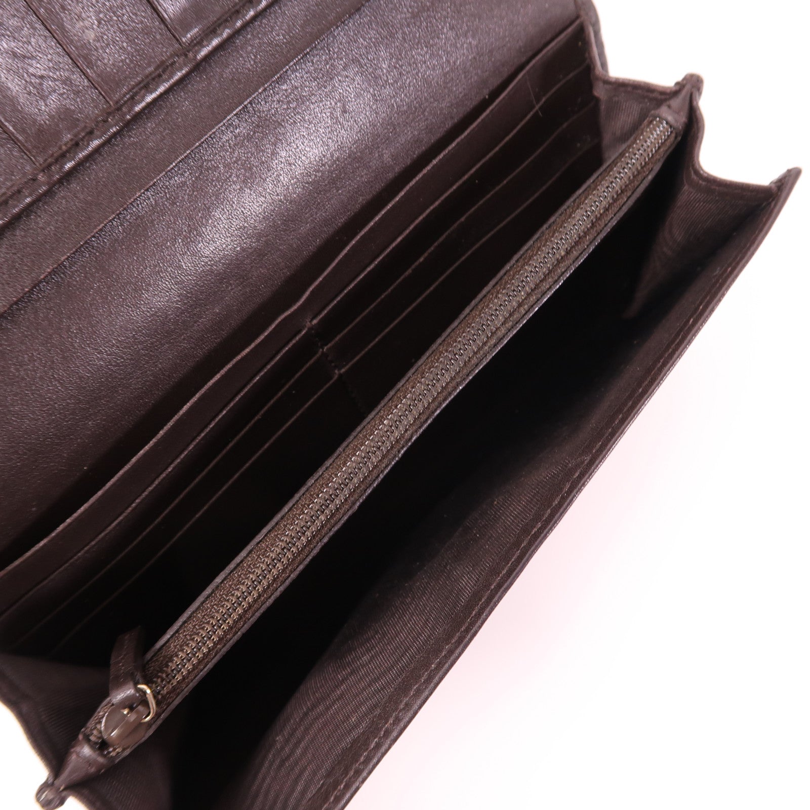 GUCCI GHW Long Wallet Calfskin Leather Brown