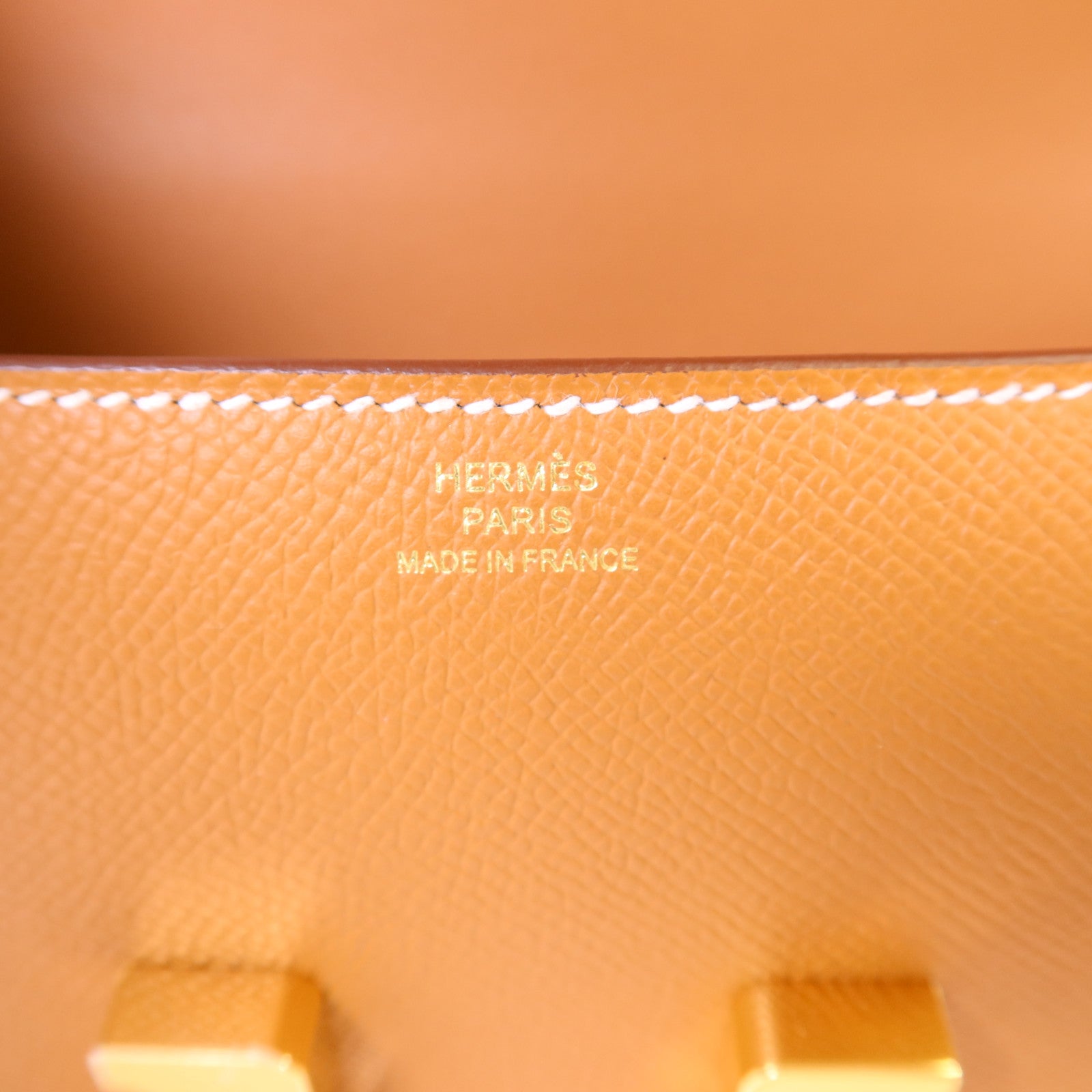 HERMES Epsom皮革Constance Elan金扣肩背袋Gold