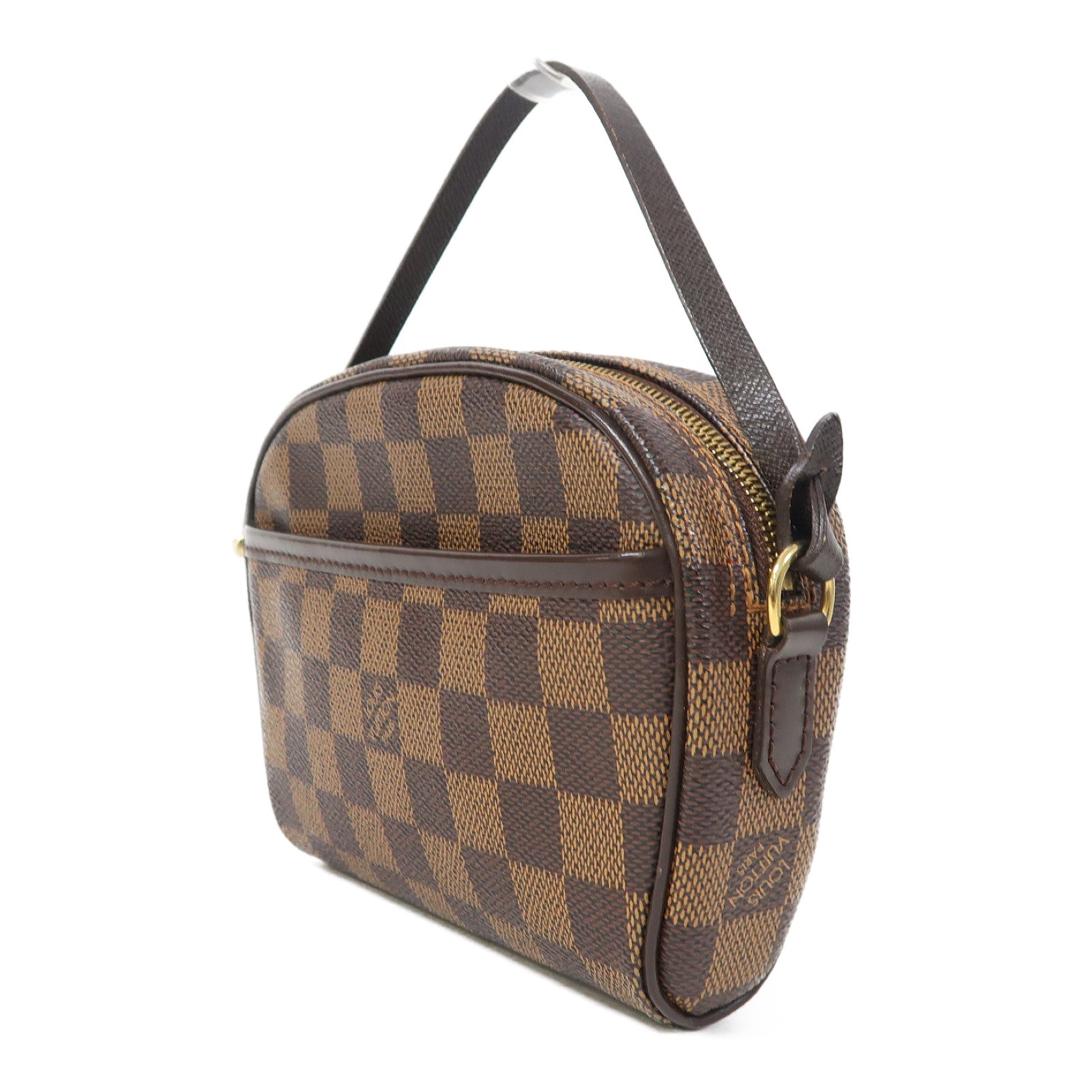 LOUIS VUITTON Damier Pochette Ipanema金扣手挽袋啡色