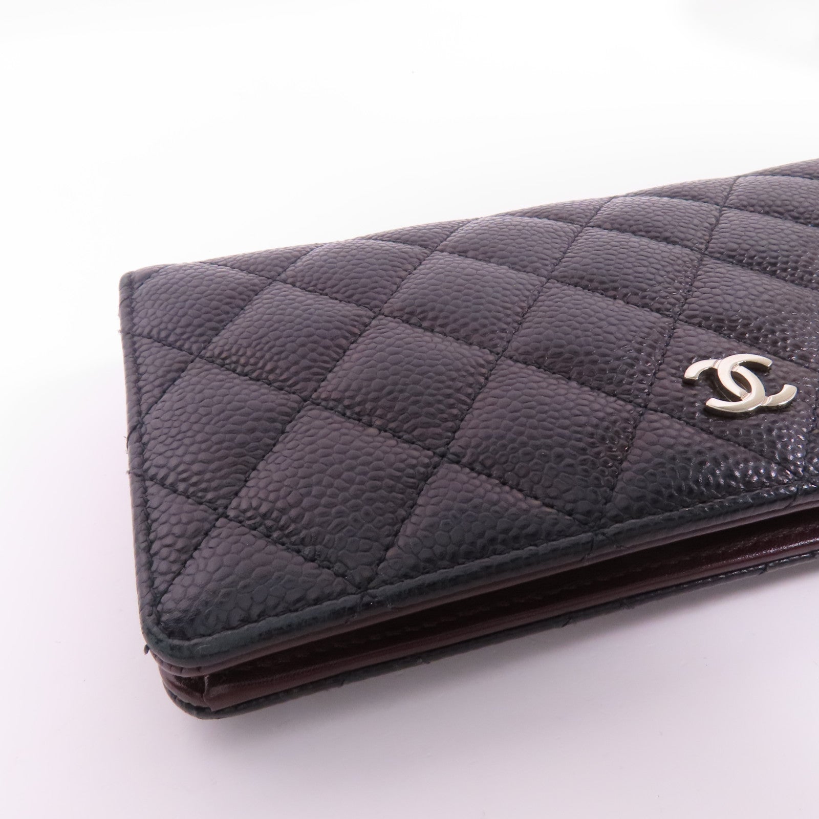 CHANEL 牛皮皮革Long Wallet銀扣長錢包