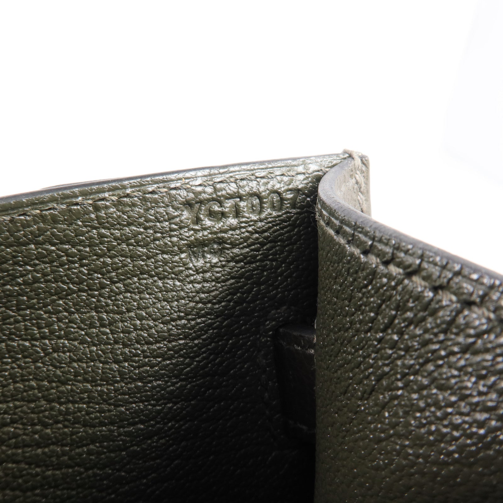 HERMES Evercolor皮革Kelly Depeches 25銀扣手拿包Vert Maquies