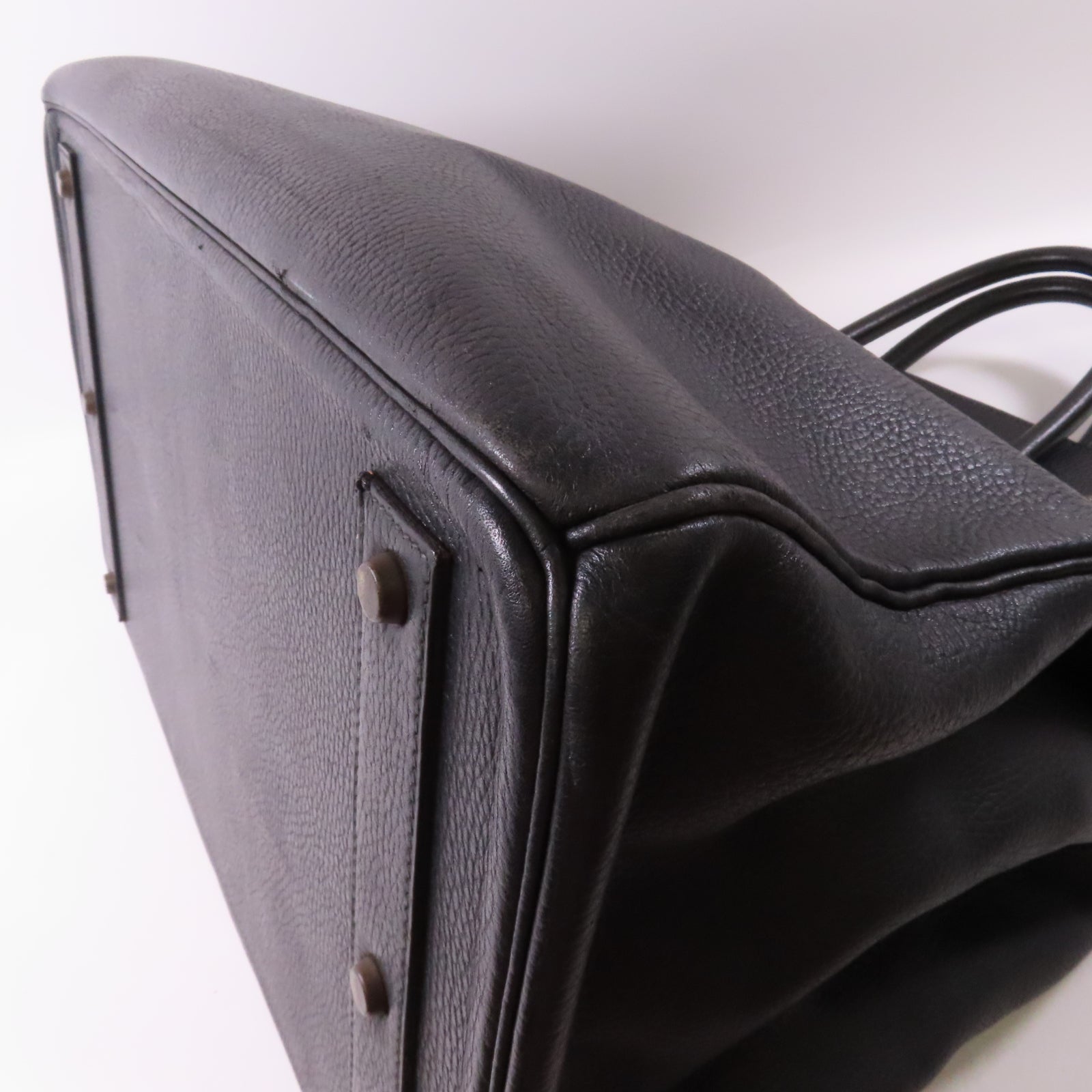 HERMES Ardennes皮革Haut A Courroie金扣手挽袋Noir/黑色
