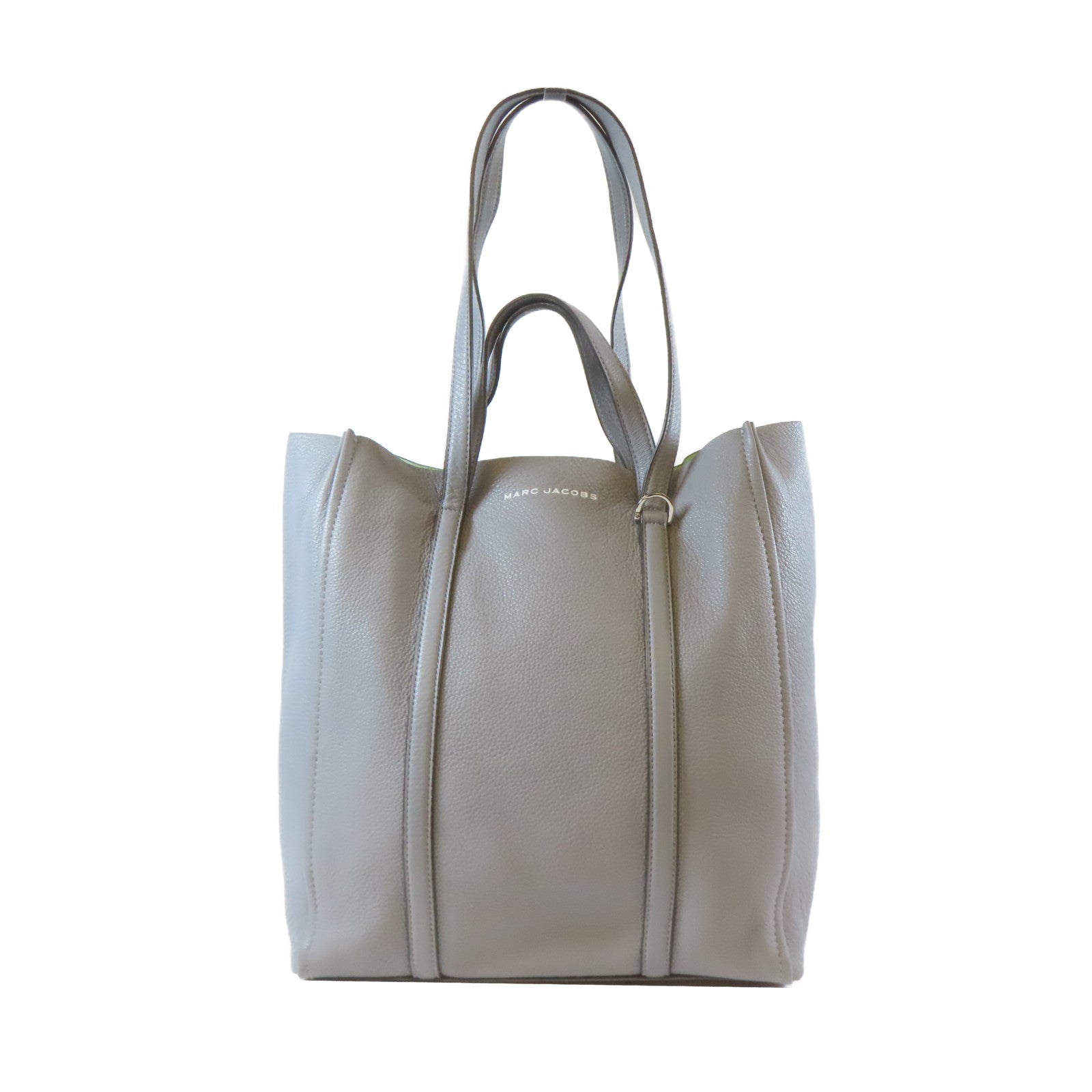MARC JACOBS 牛皮皮革Tote Bag銀扣手挽肩背兩用袋灰色