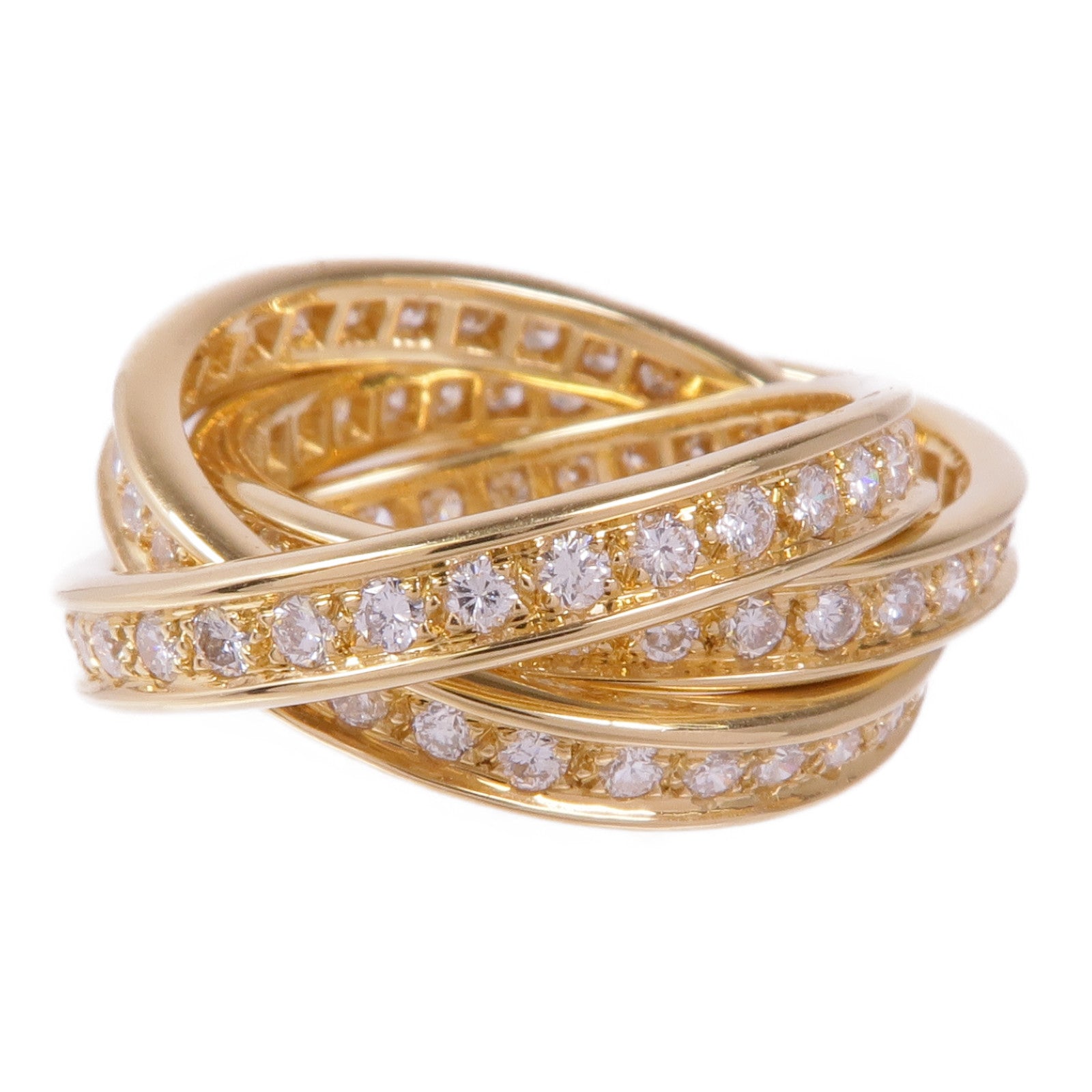 CARTIER 【激減優惠】18K黃金Trinity Ring 3 Diamond鑽石戒指Cartier#53/US#6