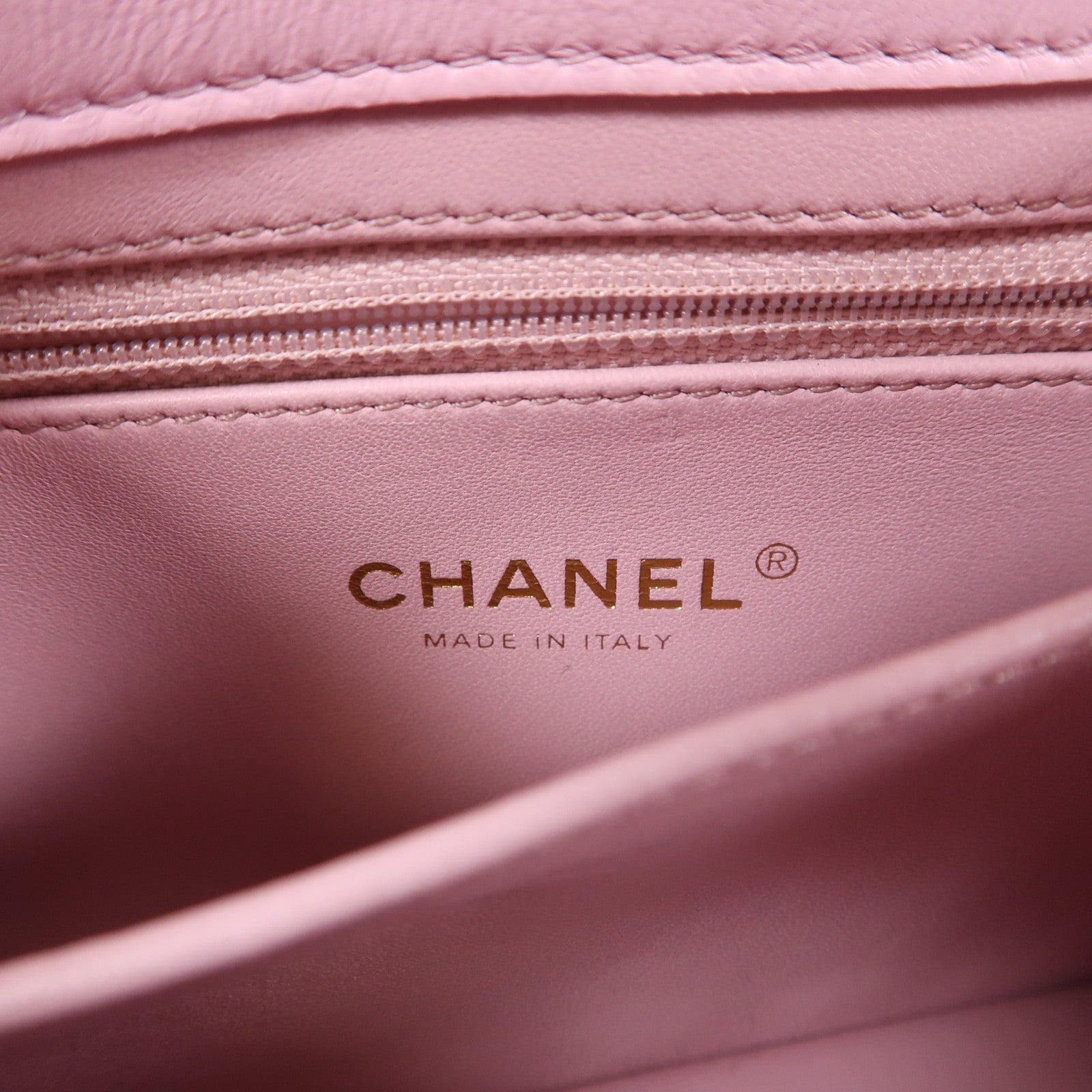 CHANEL 羊皮皮革Mini Flap Bag With Top Handle金扣鏈帶手挽肩背兩用袋