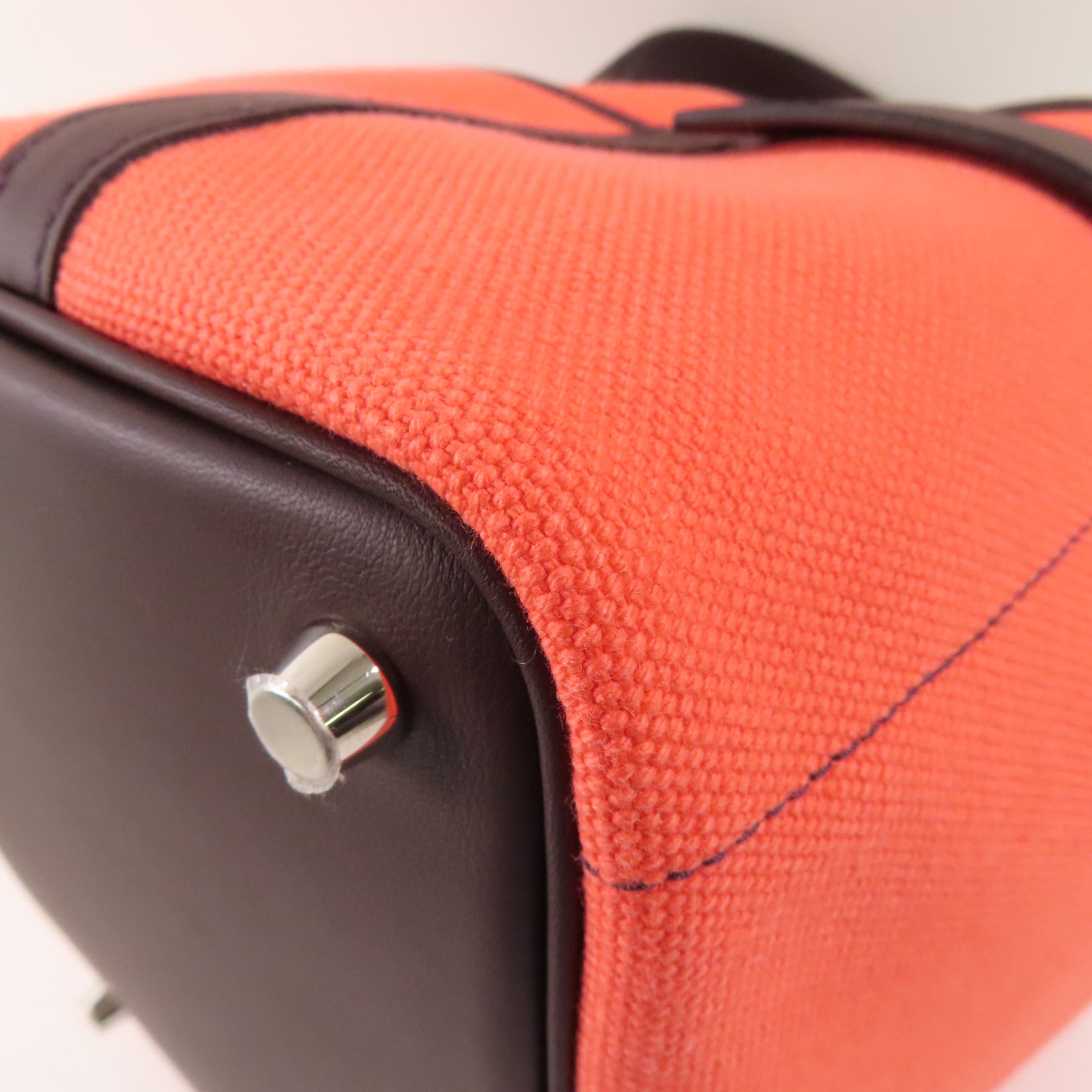 HERMES 帆布Picotin Cargo PM手挽袋Rose Texas