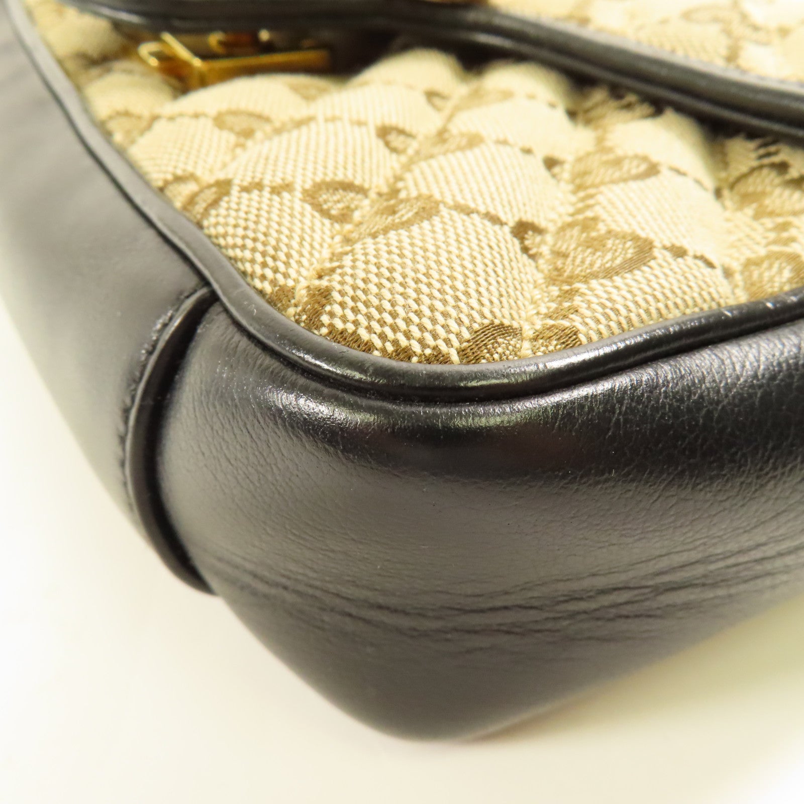 GUCCI GHW GG Marmont Chain Shoulder Bag 446744 Canvas Brown Black