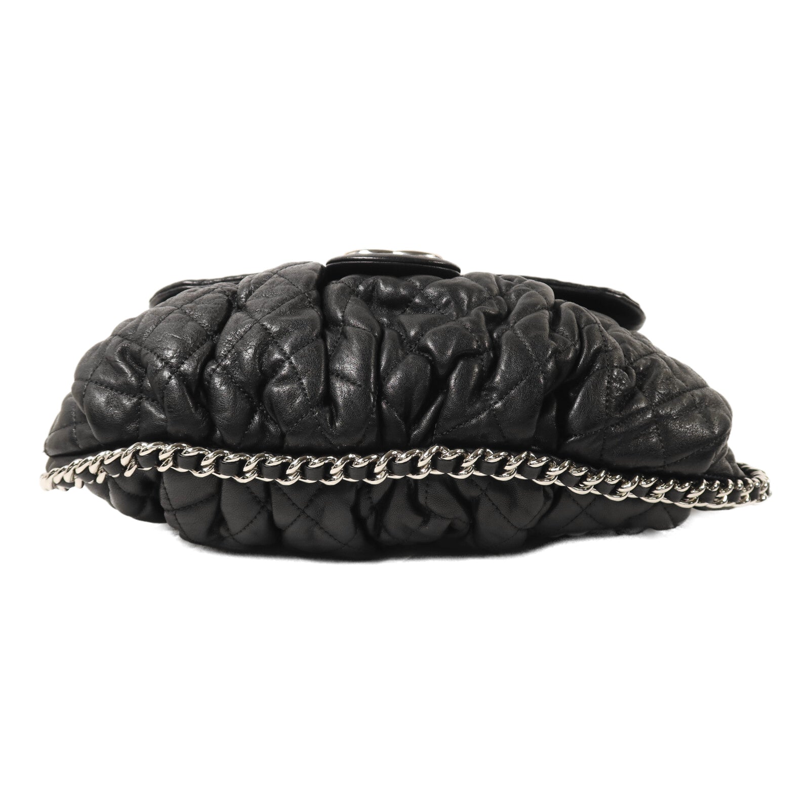 CHANEL 牛皮皮革Chain Shoulder銀扣鏈帶肩背袋