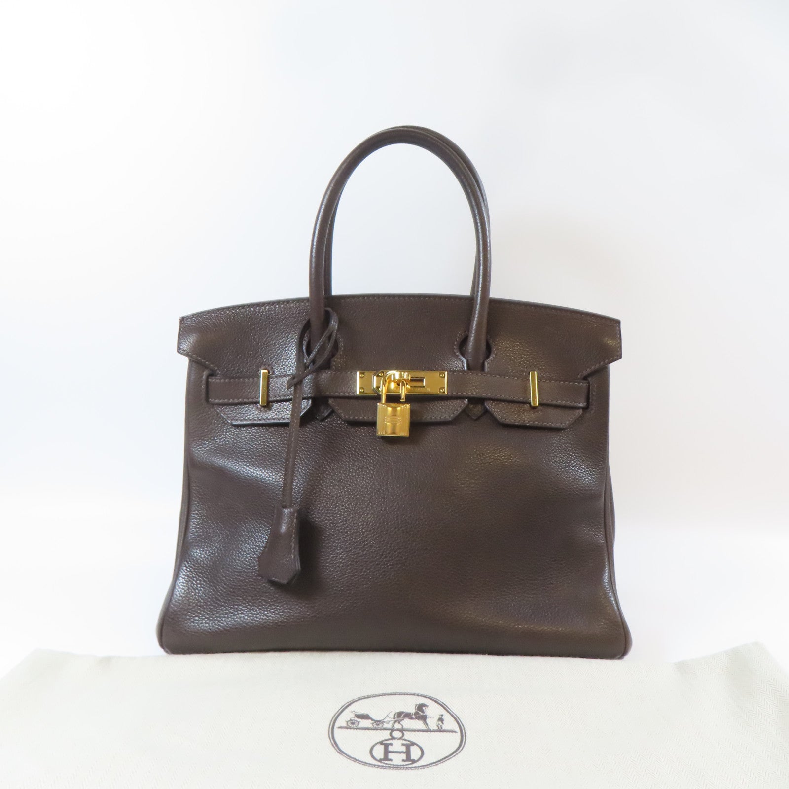 HERMES Clemence皮革Birkin30金扣手挽袋Chocolate啡色