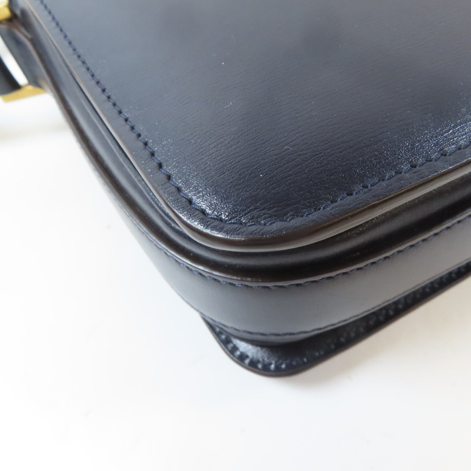 YVES SAINT LAURENT 【激減優惠】牛皮皮革Shoulder Bag金扣肩背袋深藍色