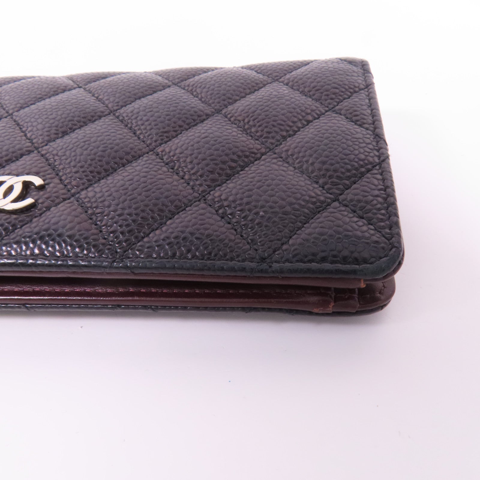 CHANEL 牛皮皮革Long Wallet銀扣長錢包