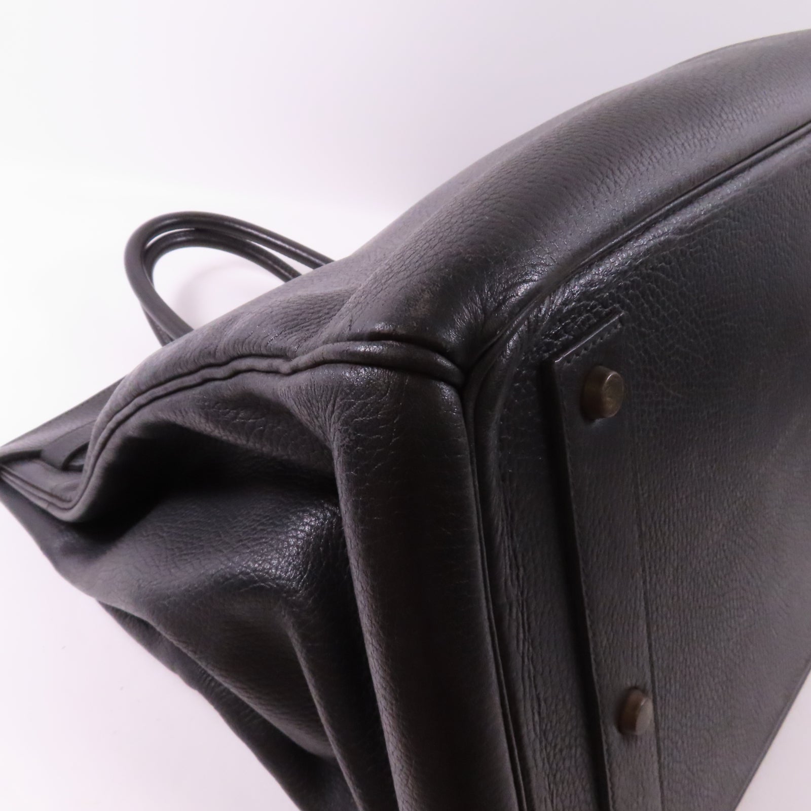 HERMES Ardennes皮革Haut A Courroie金扣手挽袋Noir/黑色