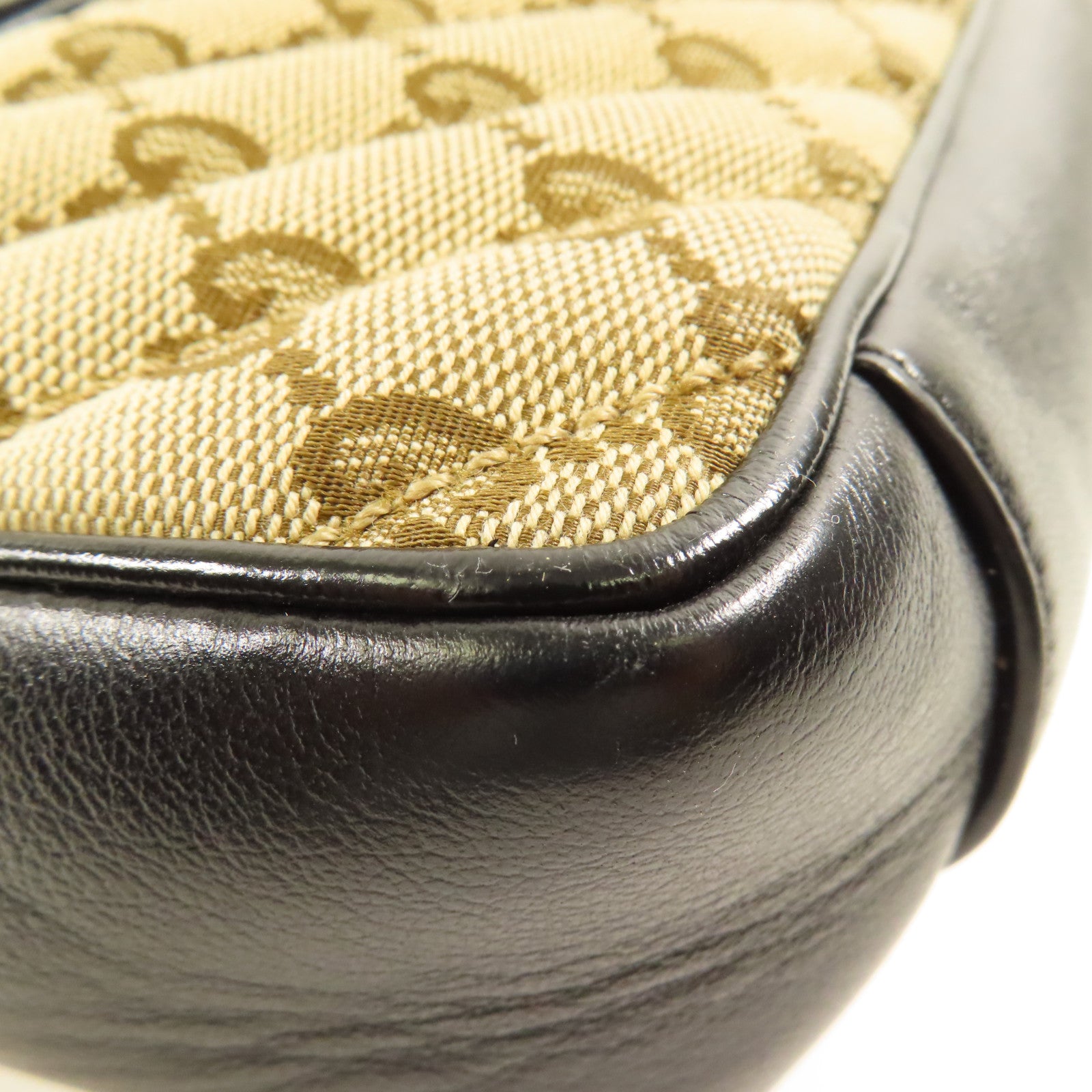 GUCCI GHW GG Marmont Chain Shoulder Bag 446744 Canvas Brown Black